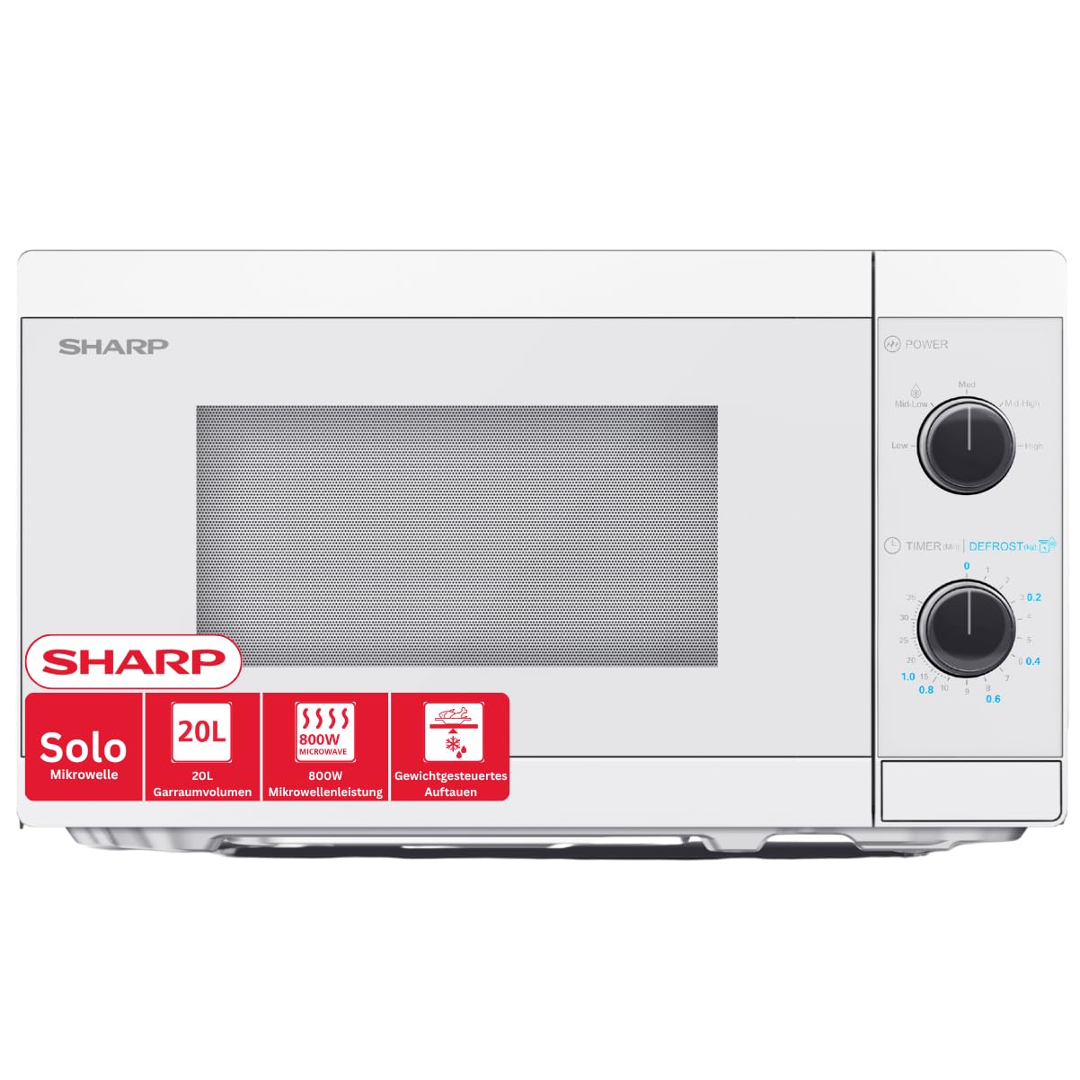 FORNO A MICROONDE SHARP YC-MS01EC WHITE - 20LT 800 WATT DEFROST TIMER BIANCO