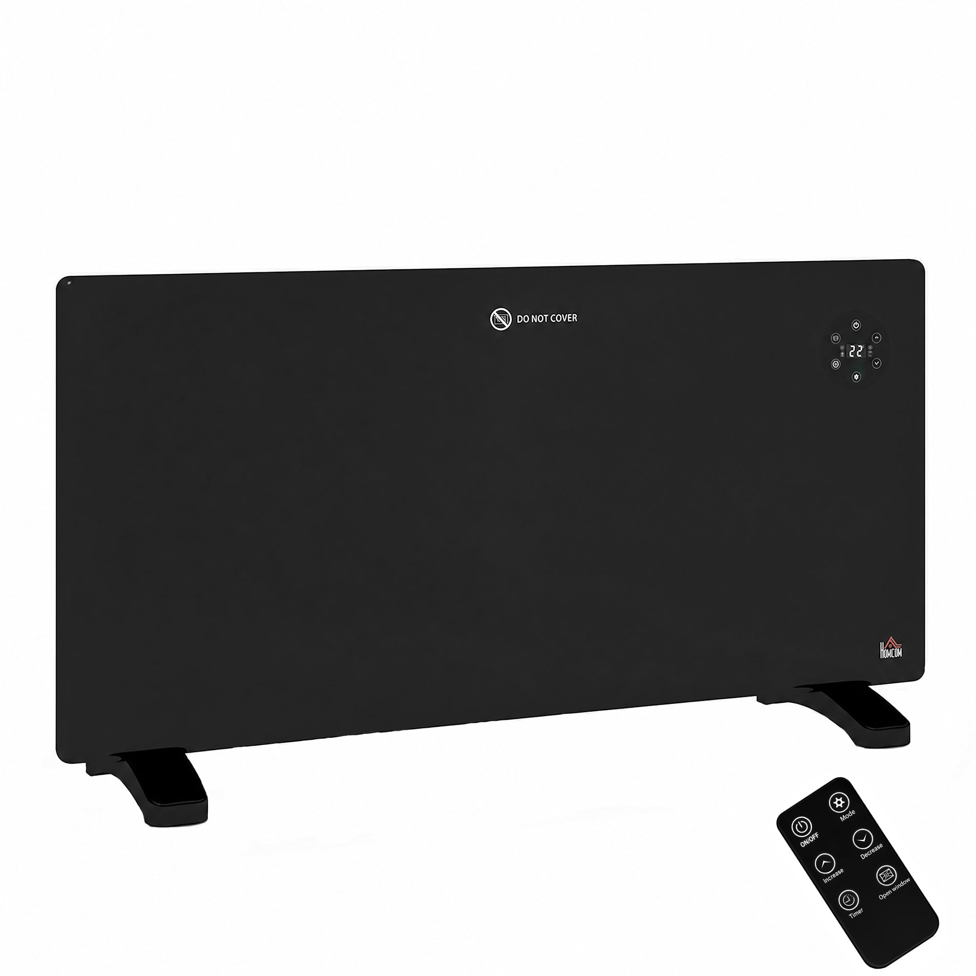 HOMCOM 2000W Electric Panel Heater Freestanding or Wall Mounted, Black