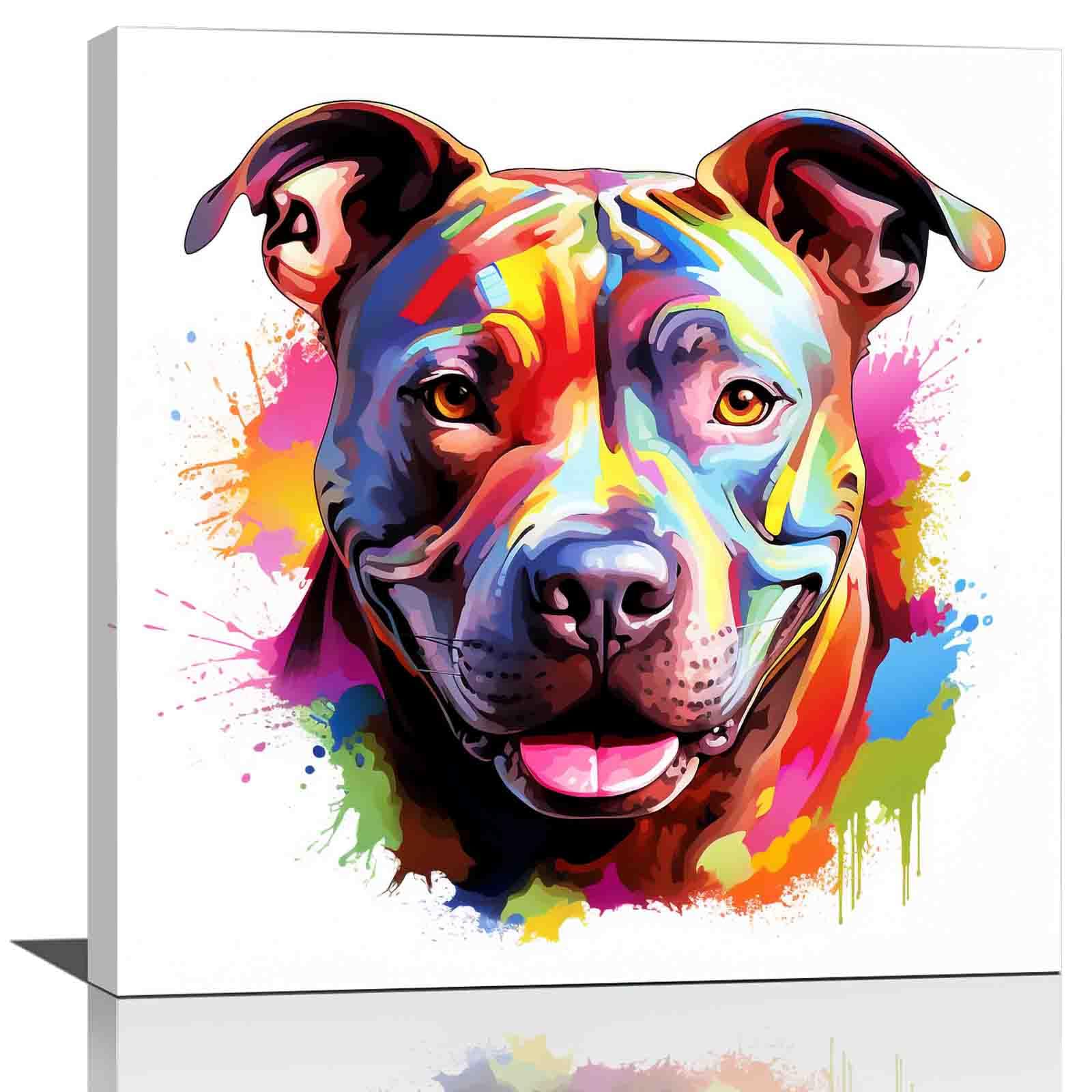 Amazon.com: AErosx Pit bull Dog watercolor painting print