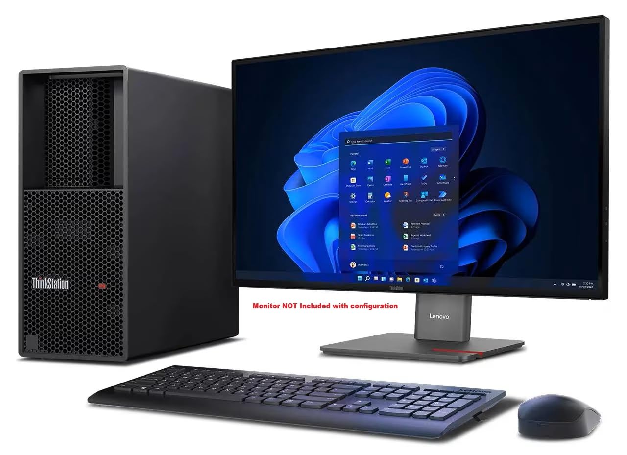 Lenovo ThinkStation P3 Tower Gen 2 Workstation with Intel Core Ultra 7 265 vPro Processor, NVIDIA RTX A1000 Graphics, 32GB DDR5 Memory,1TB Storage, Wi-Fi 7, and Windows 11 Pro — view 3
