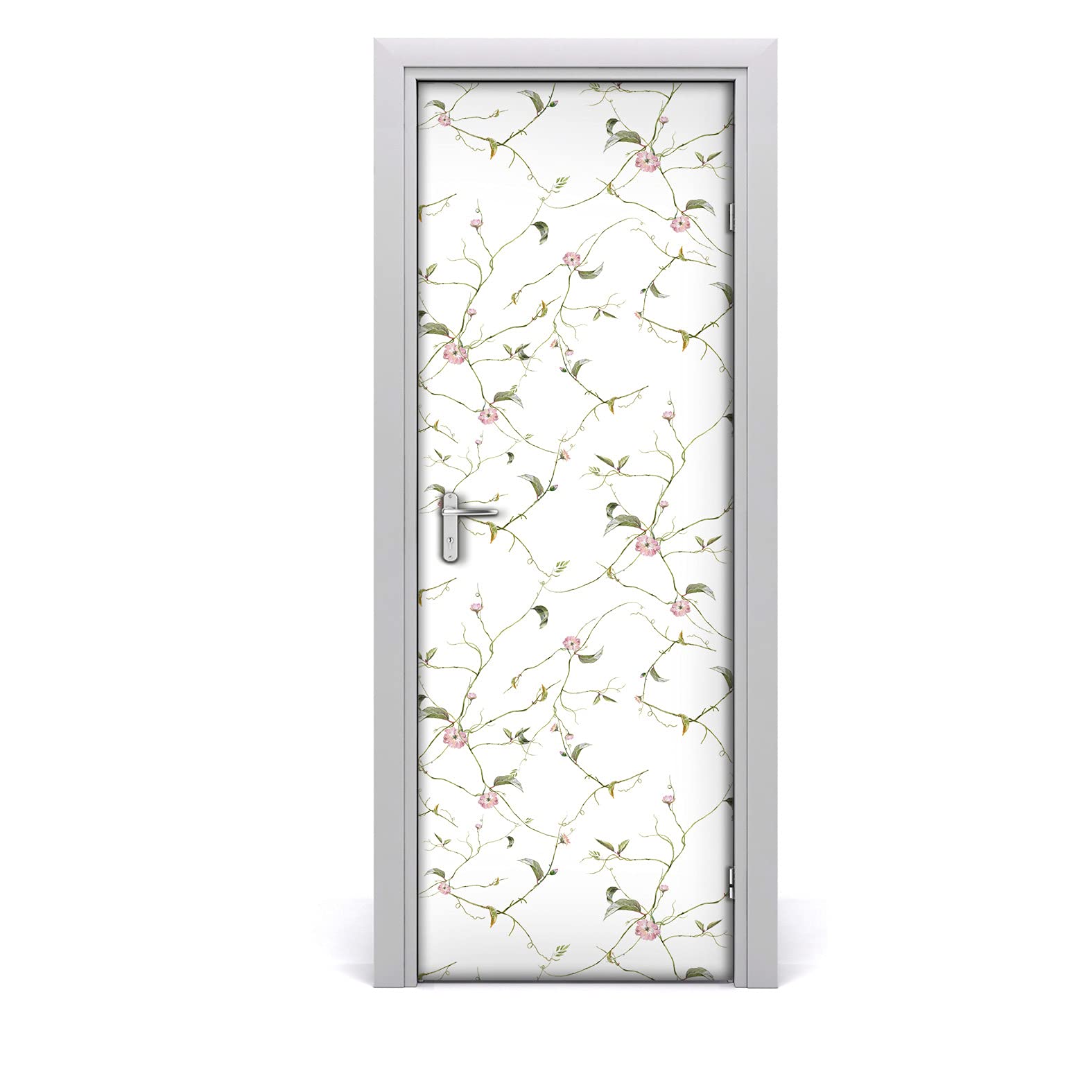 Papier peint sur la porte 70x200cm autocollant mural fleurs délicates florales minimalistes