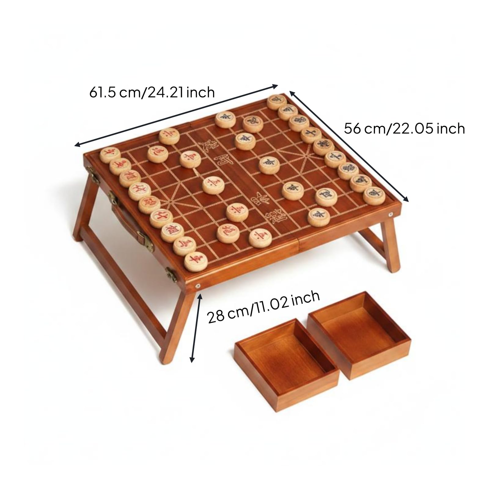 Chess Board Tavolo da Scacchi Pieghevole Legno Stile Xiangqi con Area di Gioco Chiara E Pratica Adatto a Famiglia Amici, Scacchiera Pieghevole + Scacchi In Faggio Grandi