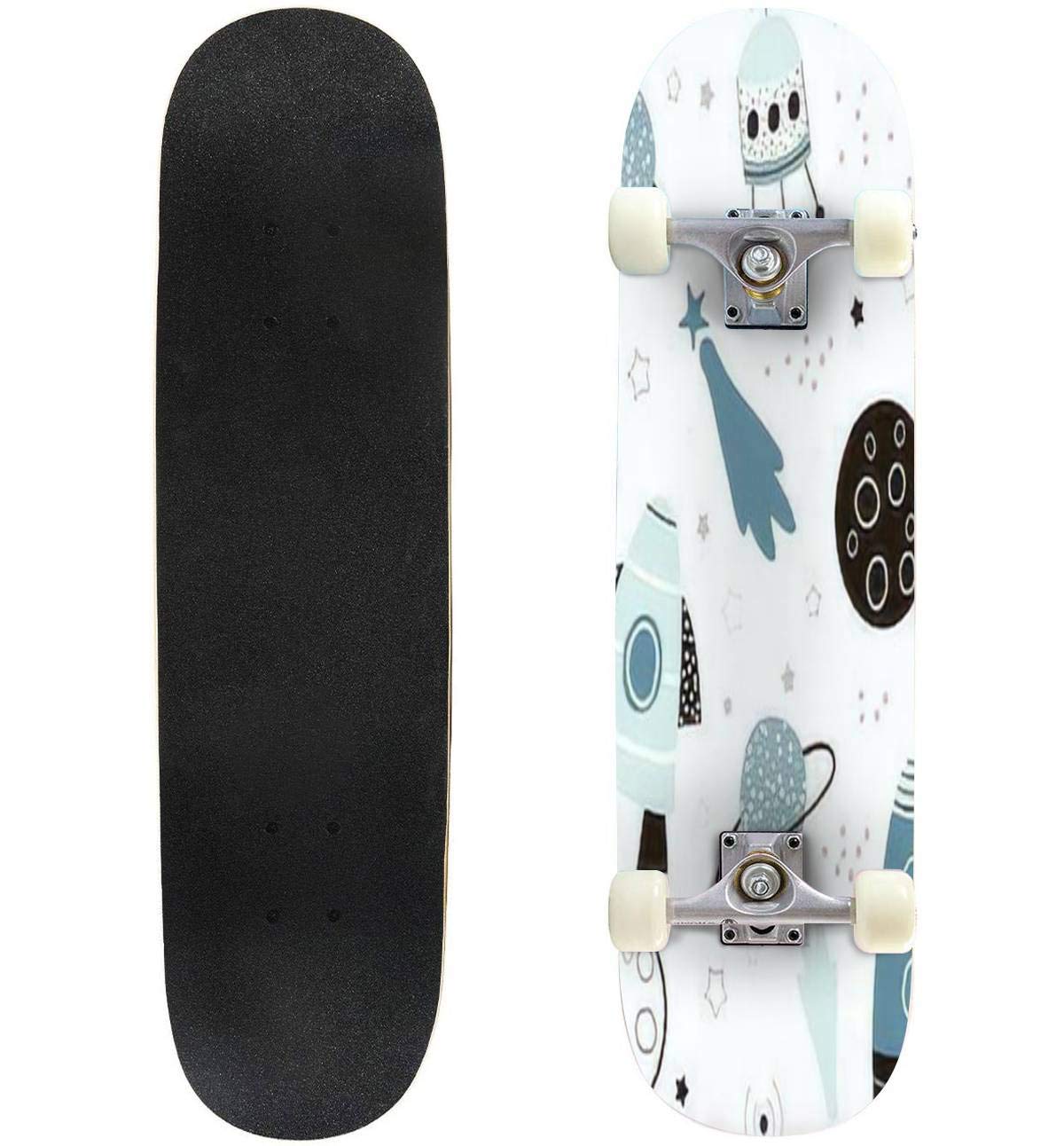 Hand Drawn Snowflakes Pattern Vector Illustration Skateboard 31"x8" Double-Warped Skateboards Outdoor Street Sports Skateboard for Beginners Professionals Cool Adult Teen Gifts