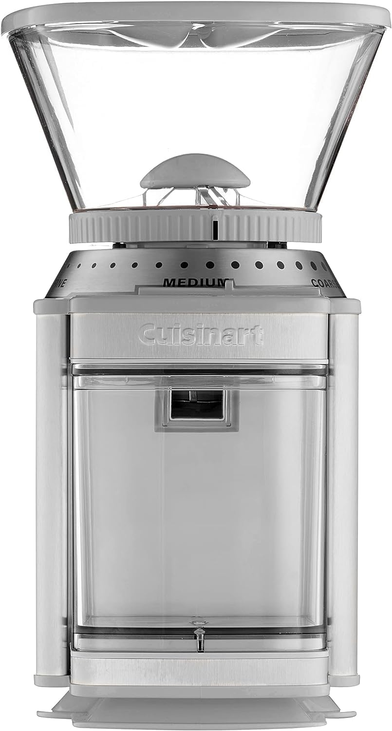 CUISINART Broyeur à café électrique à une touche automatique avec sélecteur de 18 positions, en acier inoxydable, DBM-8WP1, blanc