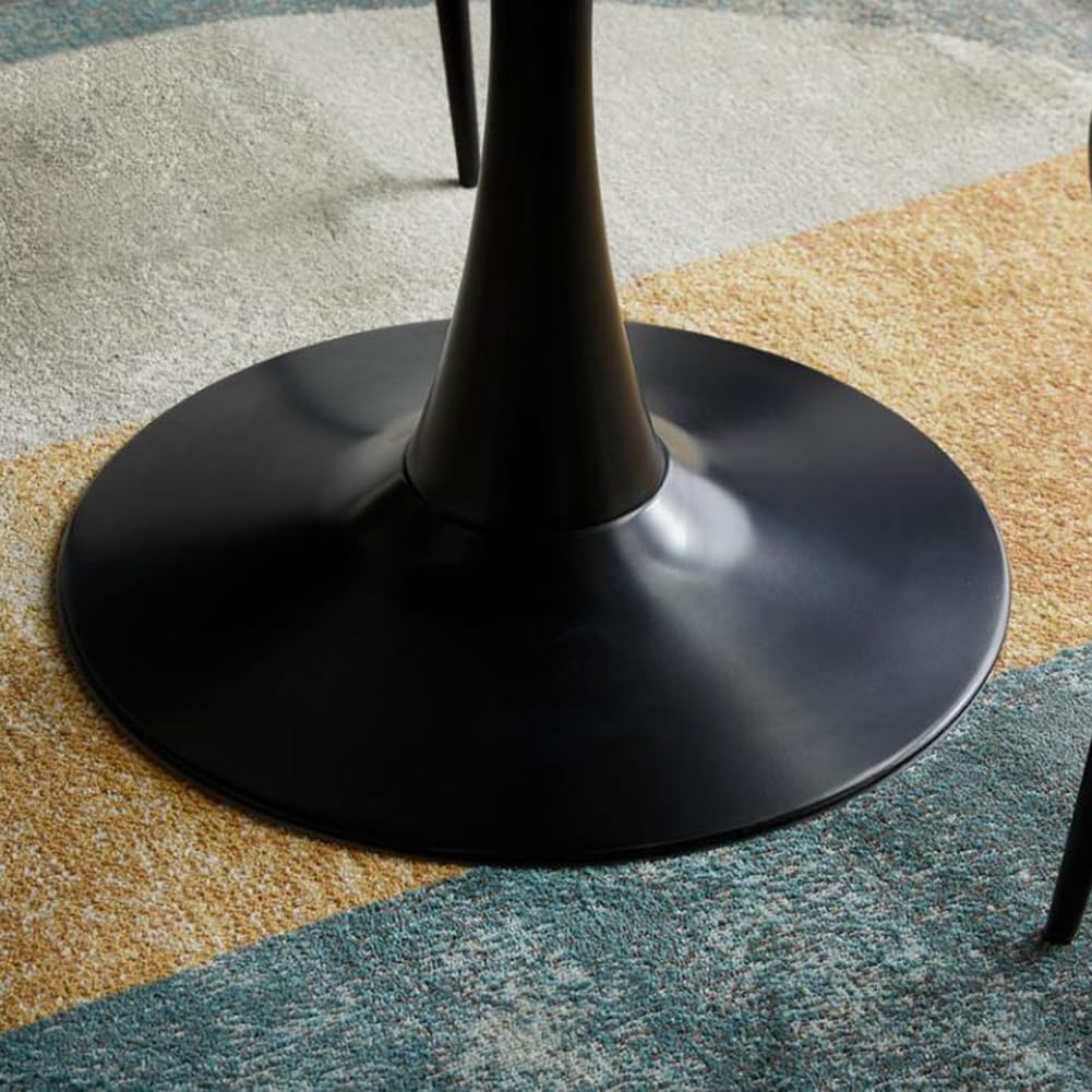 Nowoczesny okrągły stół do jadalni z granitowym blatem z metalowym cokołem czarny 70 cm idealny do kuchni jadalni stolika kawowego stylowy tulipan design