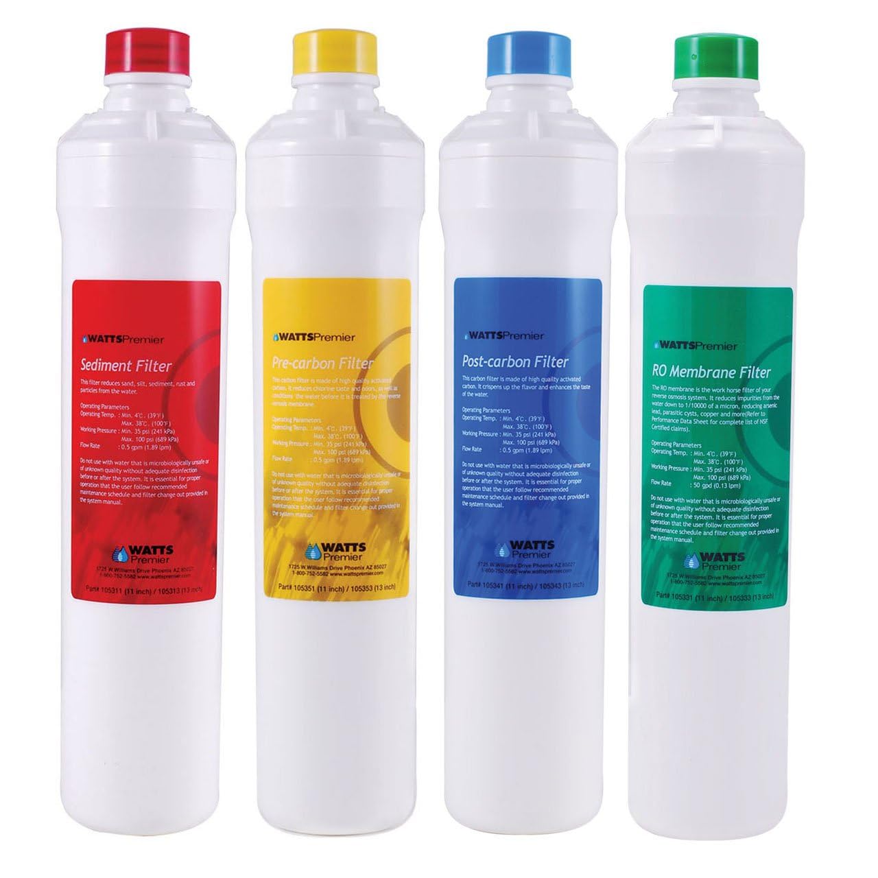 Watts Premier 1R-1Y-1B-1G RO-Pure Push Button Replacement Filter Kit