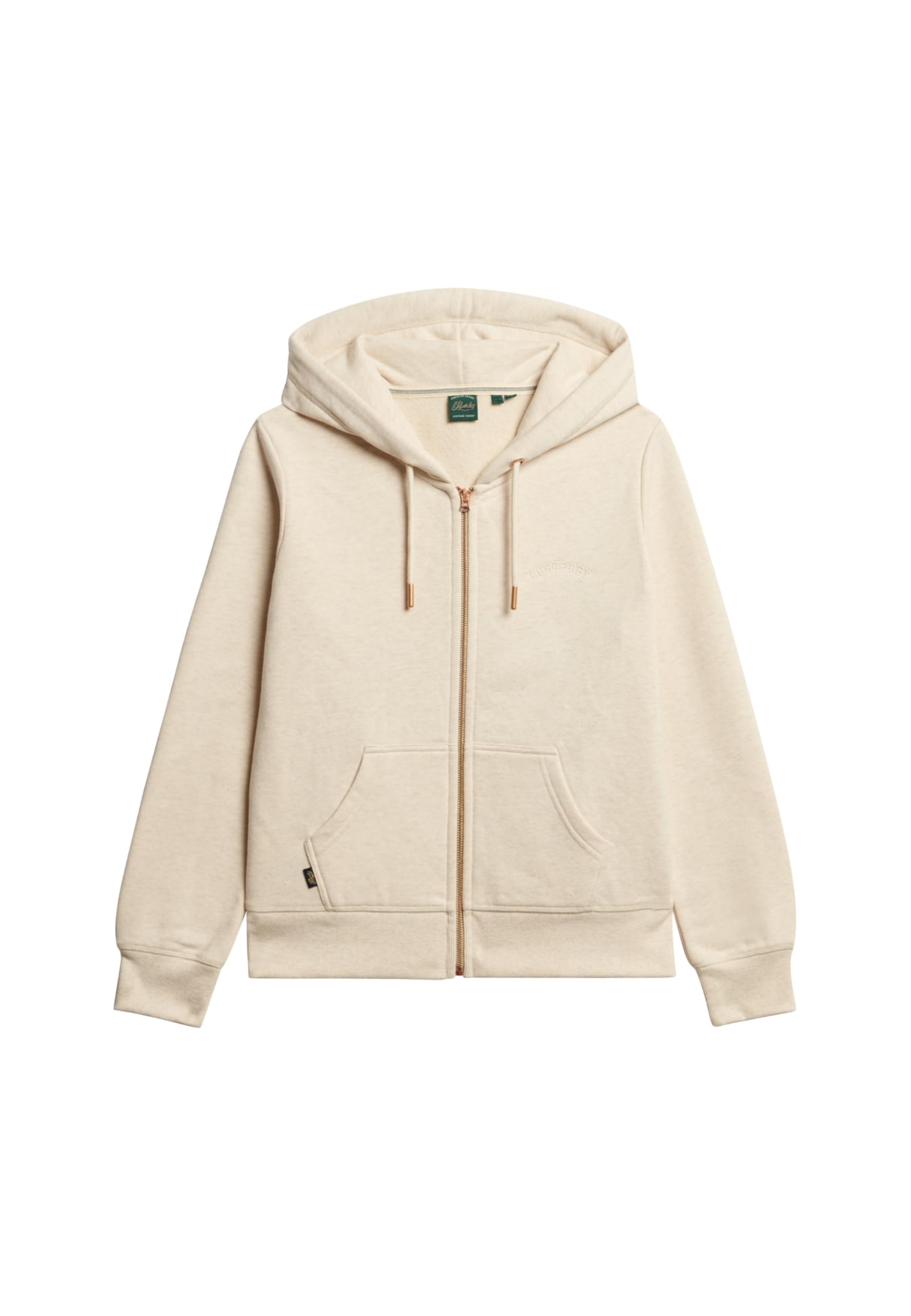 Superdry Women's Light Beige Mottled Essential Hooded Jacket With Logo, 18