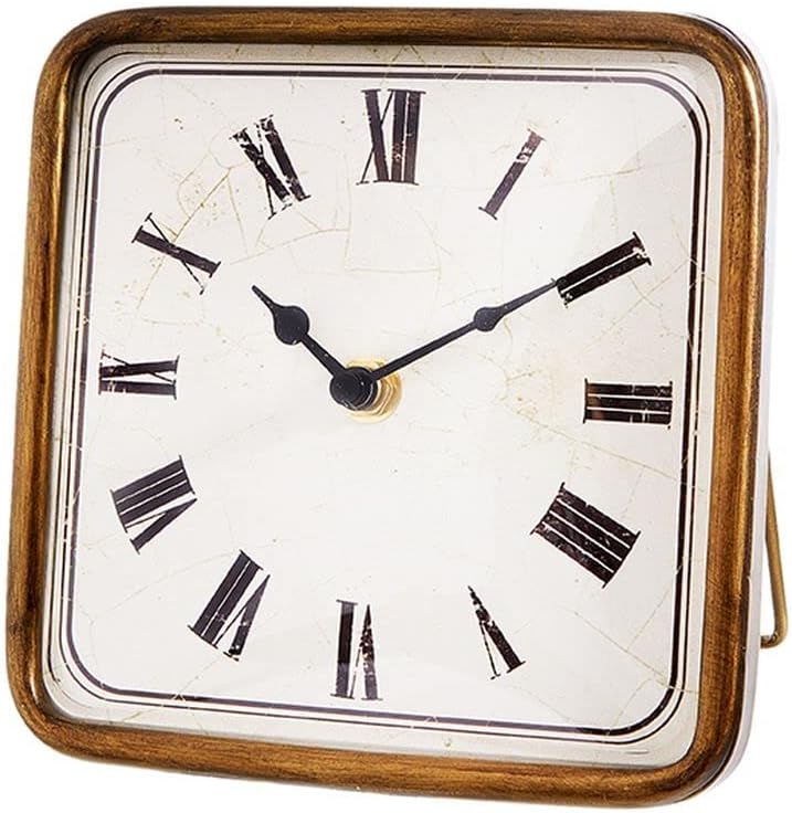 6.25" ANTIQUE GOLD SQUARE CLOCK