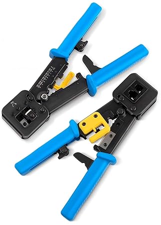 COOLCOLD Professional RJ45 Crimp Pass-Through Cat5 Cat5e Cat6 Heavy Duty Crimping Tool Blue Network Cable Cutting Stripping Crimper | Wire Stripper | Wire Cutter (Pack of 1)