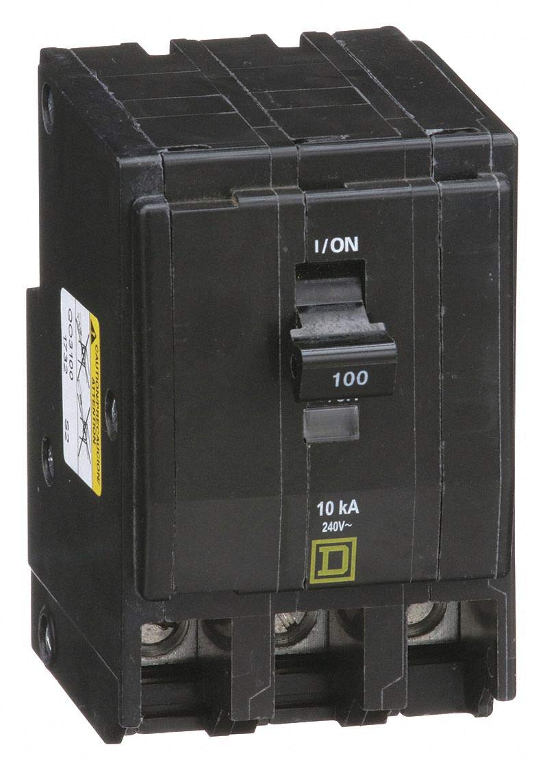 Square D Plug in Circuit Breaker, QO, Number of Poles 3, 100 Amps, 240VAC, Standard