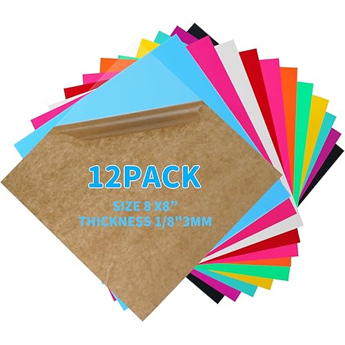 12 PCS Cast Acrylic 8X8 inches 1/8 for Laser Colored Acrylic Sheets, plexiglass for Laser Cutting and Engraving Materials, UV Printed Signs, Decorative Crafts and DIY