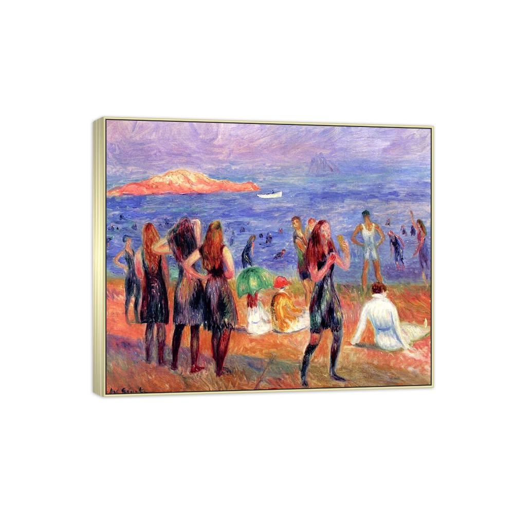 SDYSKKUG William Glackens Canvas Wall Art Prints for Living Room. Island 48x40cm Silver Frame