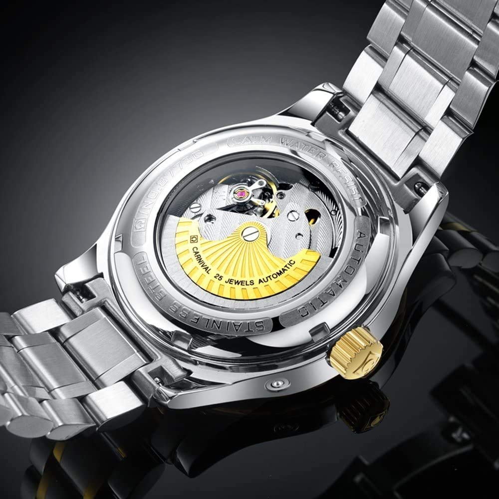 MASTOP Herren Multifunktions-Automatikuhr mit Selbstaufzug Mechanische Uhr Edelstahl Wasserdicht Gangreserve Business Analog Uhr