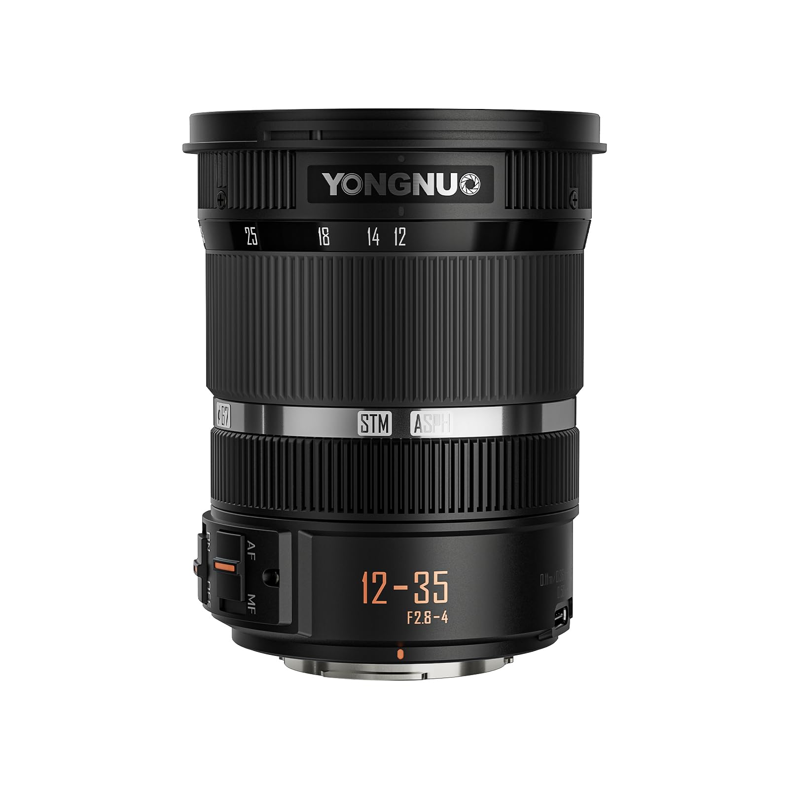 YONGNUO Obiettivo zoom standard F2.8-4 da 12-35 mm, design con zoom interno, lunghezza focale equivalente 24-70 mm, ampia apertura F2.8