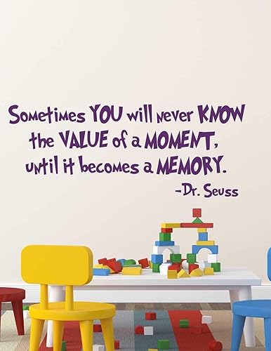 Miniatura 4 de Motivational Quote Wall Decal  'Value of a Moment' Vinyl Quotation for Family Room, Baby Nursery, Preschool Classroom Decoration  Small, Large Sizes