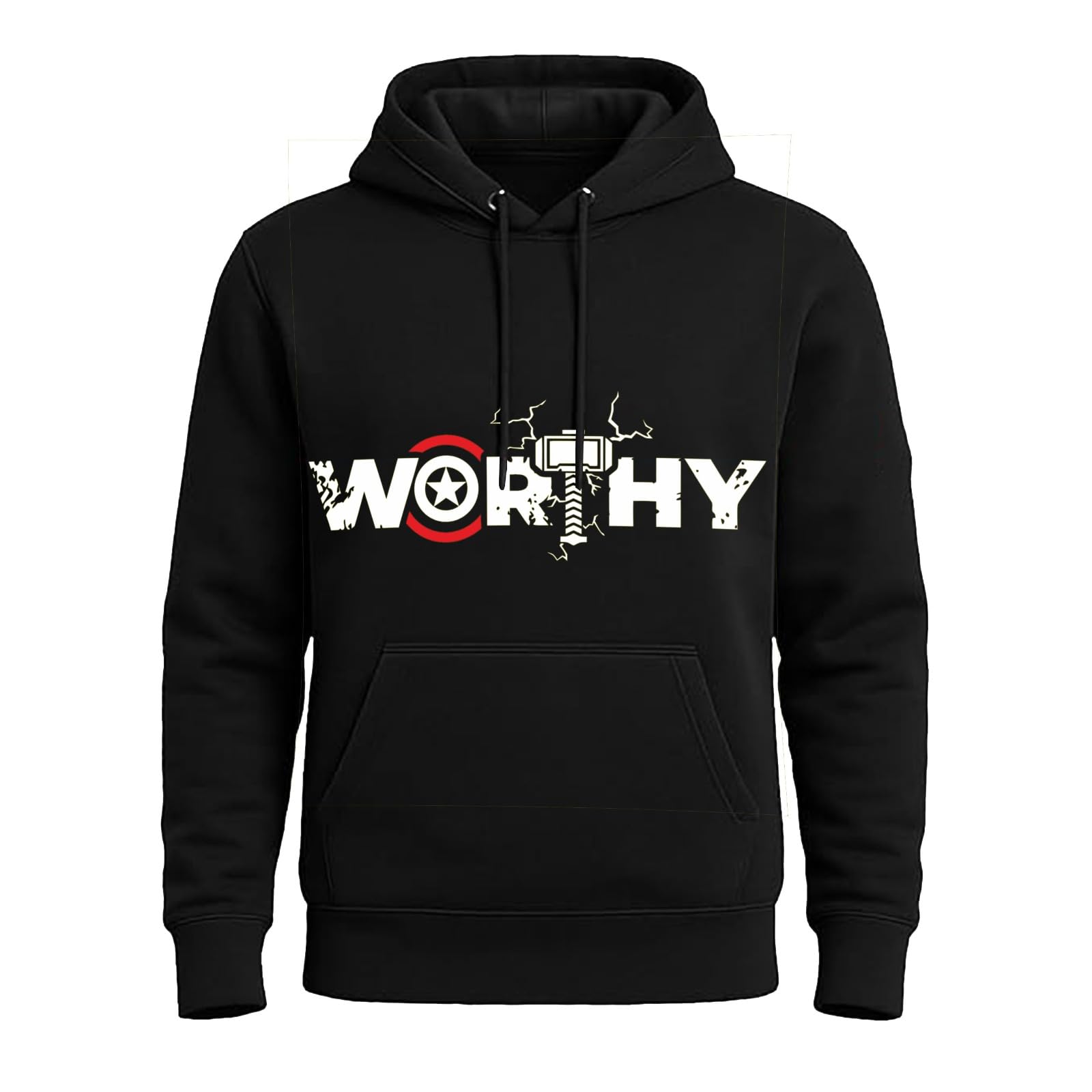 Premium Black Oversized Hoodie for Men & Women | 100% Cotton Graphic Printed Hooded Sweatshirt | Worthy Print | Unisex Casual Wear-image-48