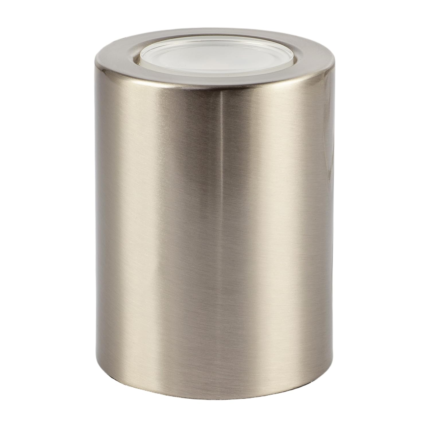 Happy Homewares Cylindrical LED Floor Uplighter with Minimalist Architectural Design | Satin Nickel Metal Finish | 5W LED 375 Lumens Warm White