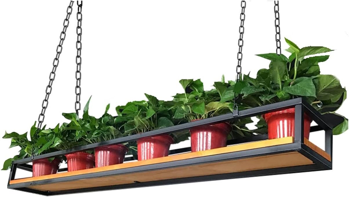 Ceiling Hanging Plant Shelves Wooden Storage Rack for Kitchen Flower Pot Holder Floating Decor Display Pot Rack Wine Holder for Bar Stylish Wall