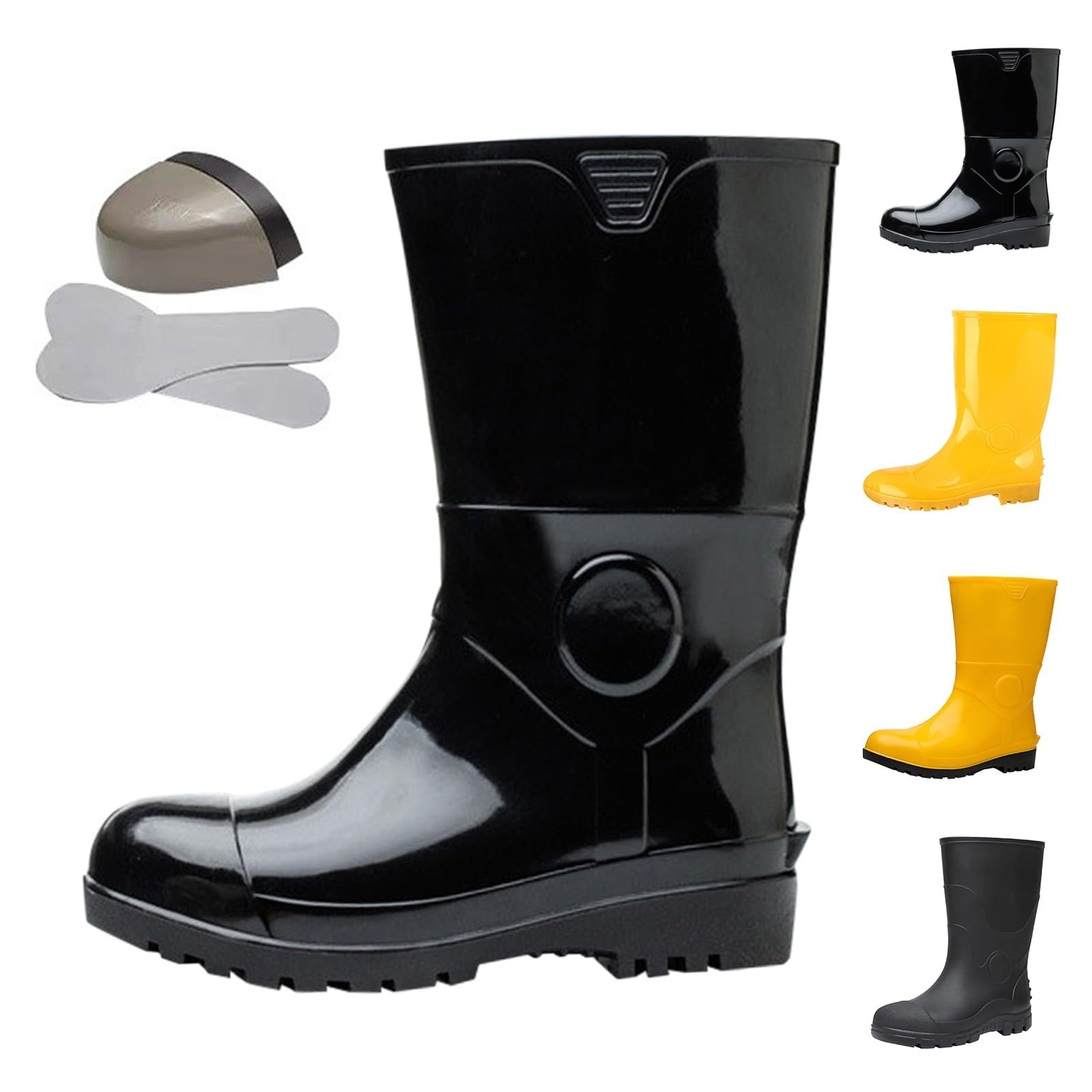 Generisch Stivali di gomma da uomo, a mezza altezza, impermeabili, slip-on, per giornate di pioggia, da giardino, pesca, attività all'aperto, da viaggio, scarpe in gomma