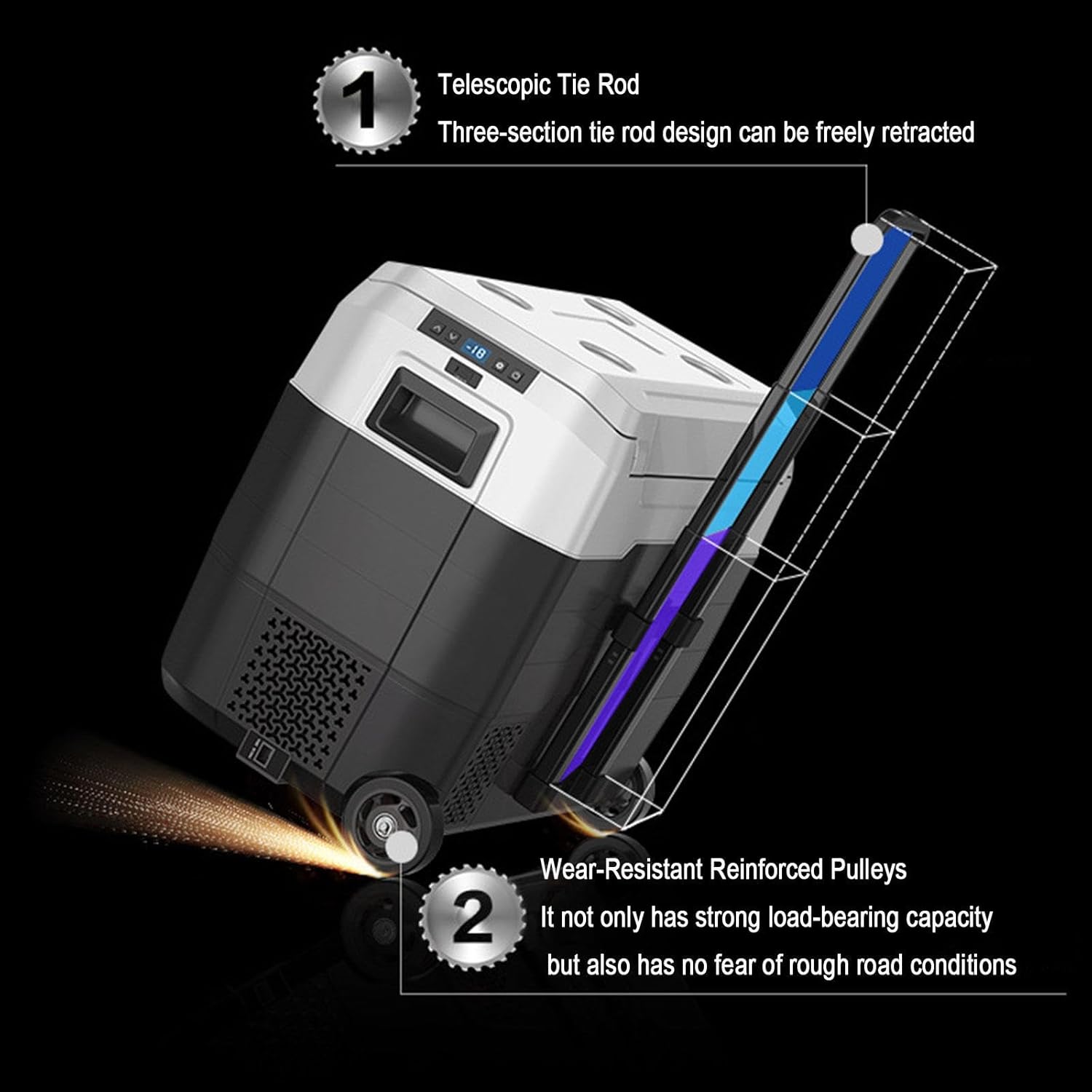 Portable Freezer Compressor Cooler 12V/24V Car Refrigerator Truck Refrigeration and Freezer Compartment Small Refrigerator for Outdoor, Camping, Travel, RV, SUV, Truck Van