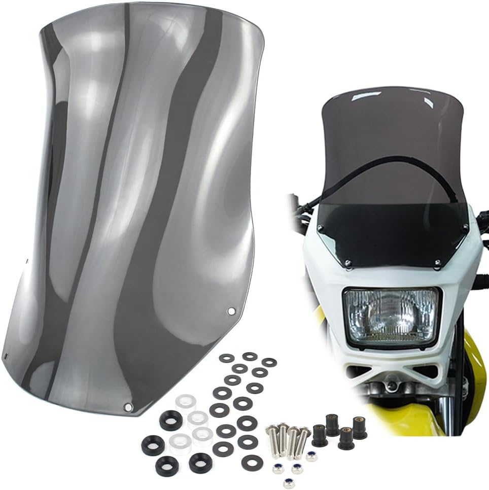 Motorcycle Windshield Windscreen Fit for DR650 2002-2025, DRZ400S 2000-2025, DRZ400SM 2005-2025, CRF250L 2013-2024, WR450F 2003-2024 (Gray)