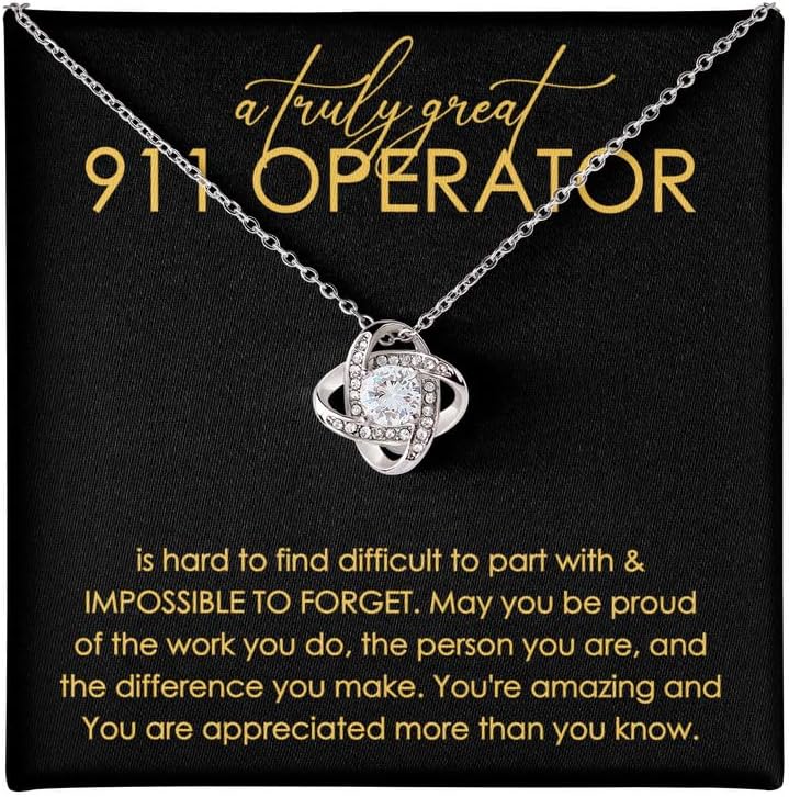 911 Operator Necklace Message Card Box Love Knot Mahogany - Hard To Find Difficult To Part - Appreciation Promotion Retirement Thank You