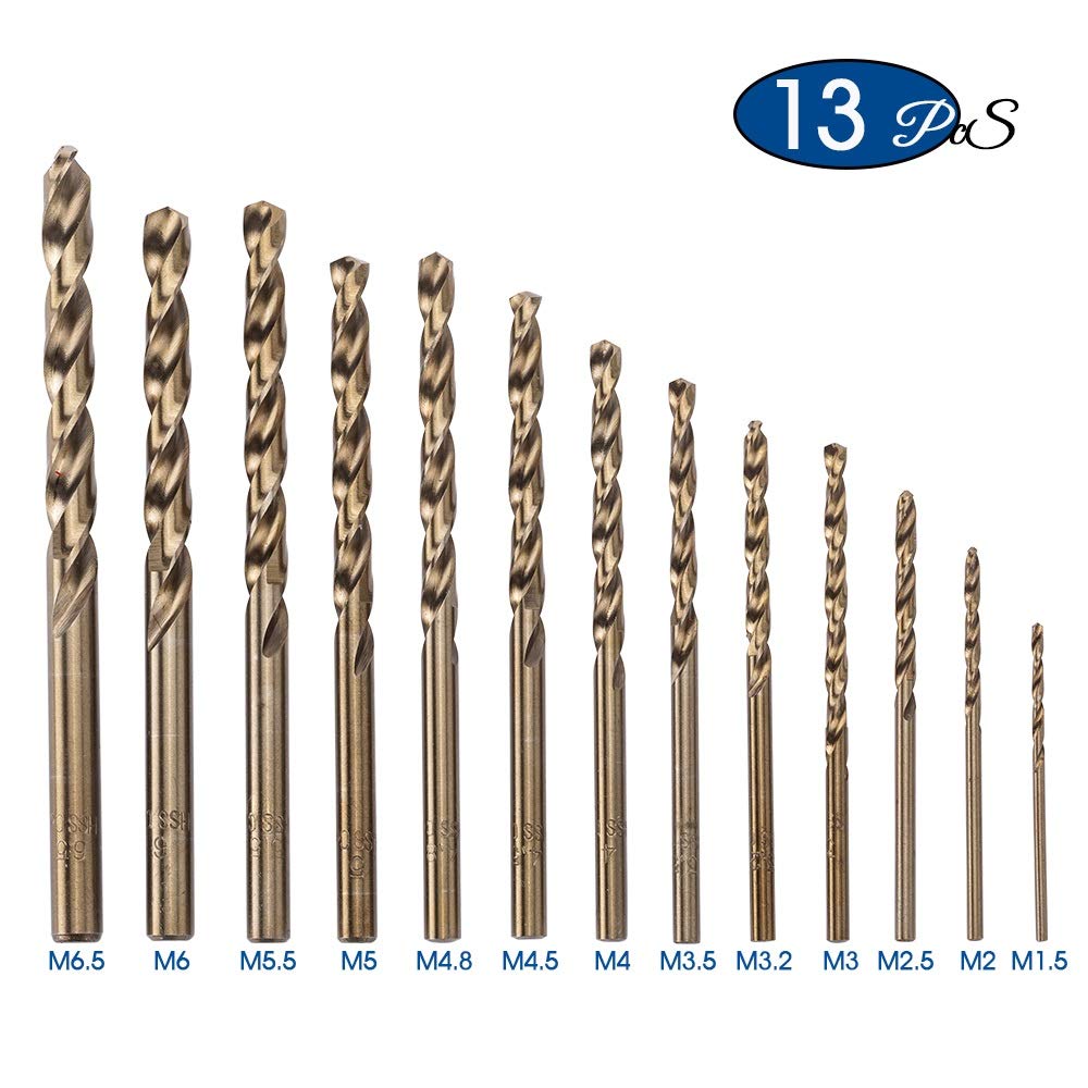 13 sztuk/zestaw M35 Cobalt Twist Wiertło Zestaw 1.5mm 3.2mm 3.5mm HSS Wiertła wiertniczego Zestaw do metalu ze stali nierdzewnej metalowe drewno YIJIAN