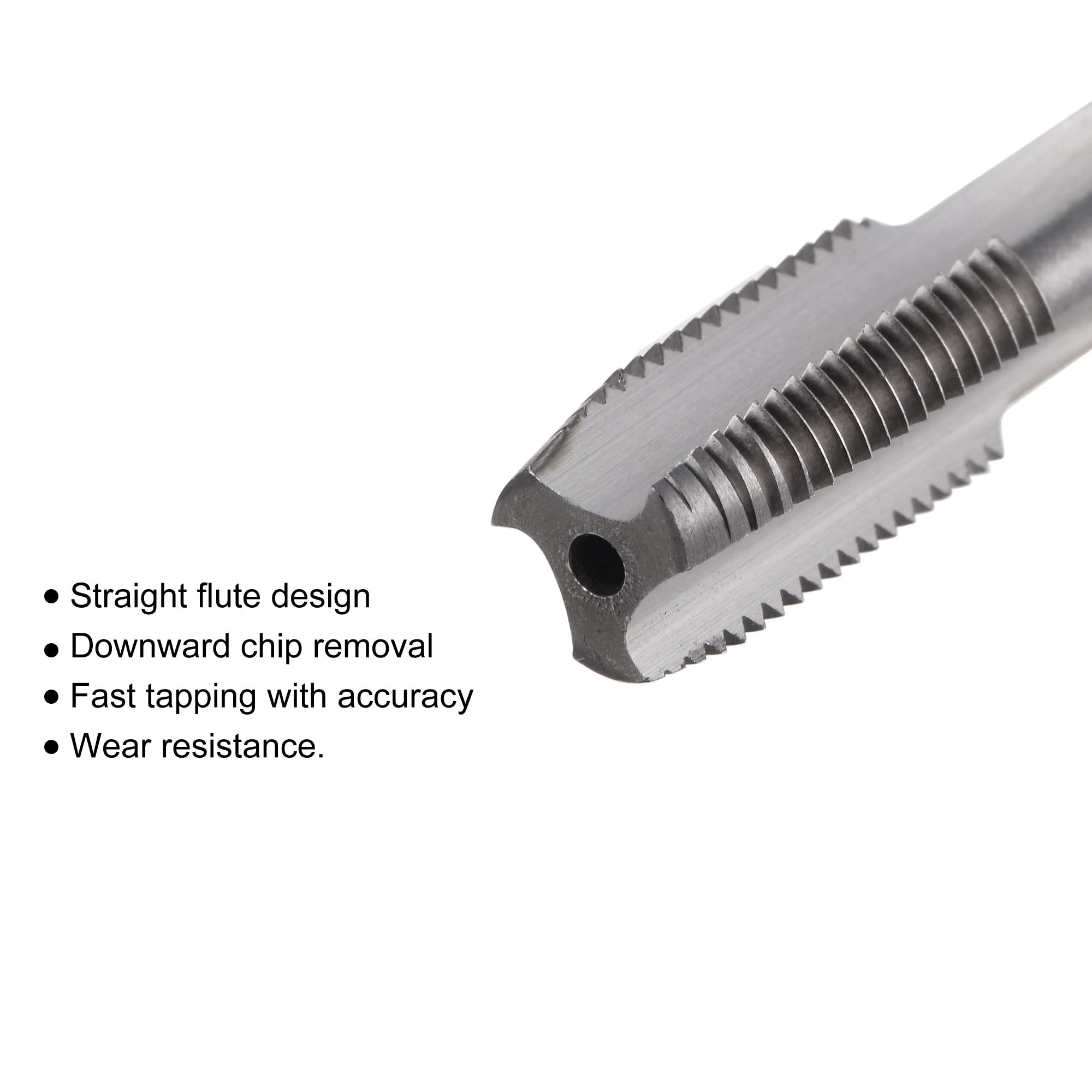 sourcing map Taraud Fil Fraisage 4-40 UNC M42 HSS Haute Vitesse Acier Non revêtu 3 Droit Cannelures Machine Vis Fil Taraud 2B Tolérance Nuance