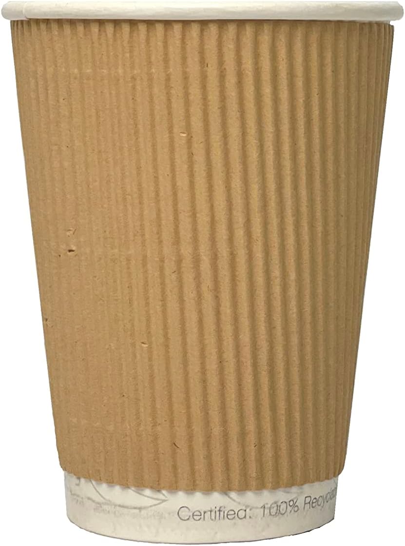 G&S PACKING UK LTD 500 x 12oz Kraft Triple Walled Ripple Paper Cups ...