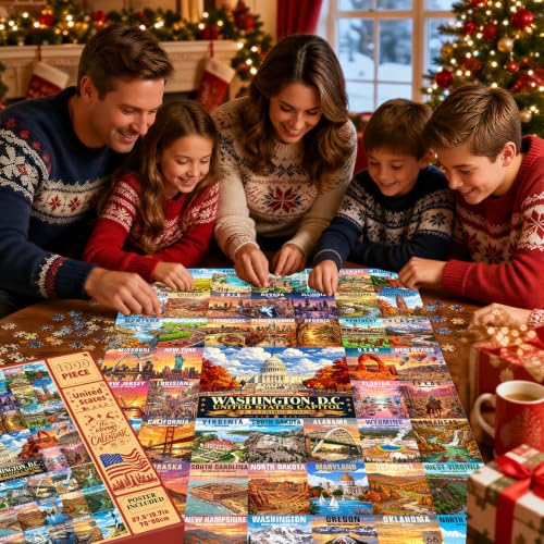 50 States & Washington, D.C. Puzzle Advent Calendar 2026 Adult, United States Advent Calendar Puzzles for Adults, Advent Puzzles 1000 Pieces Christmas Countdown Gifts for Family Friends - image 4