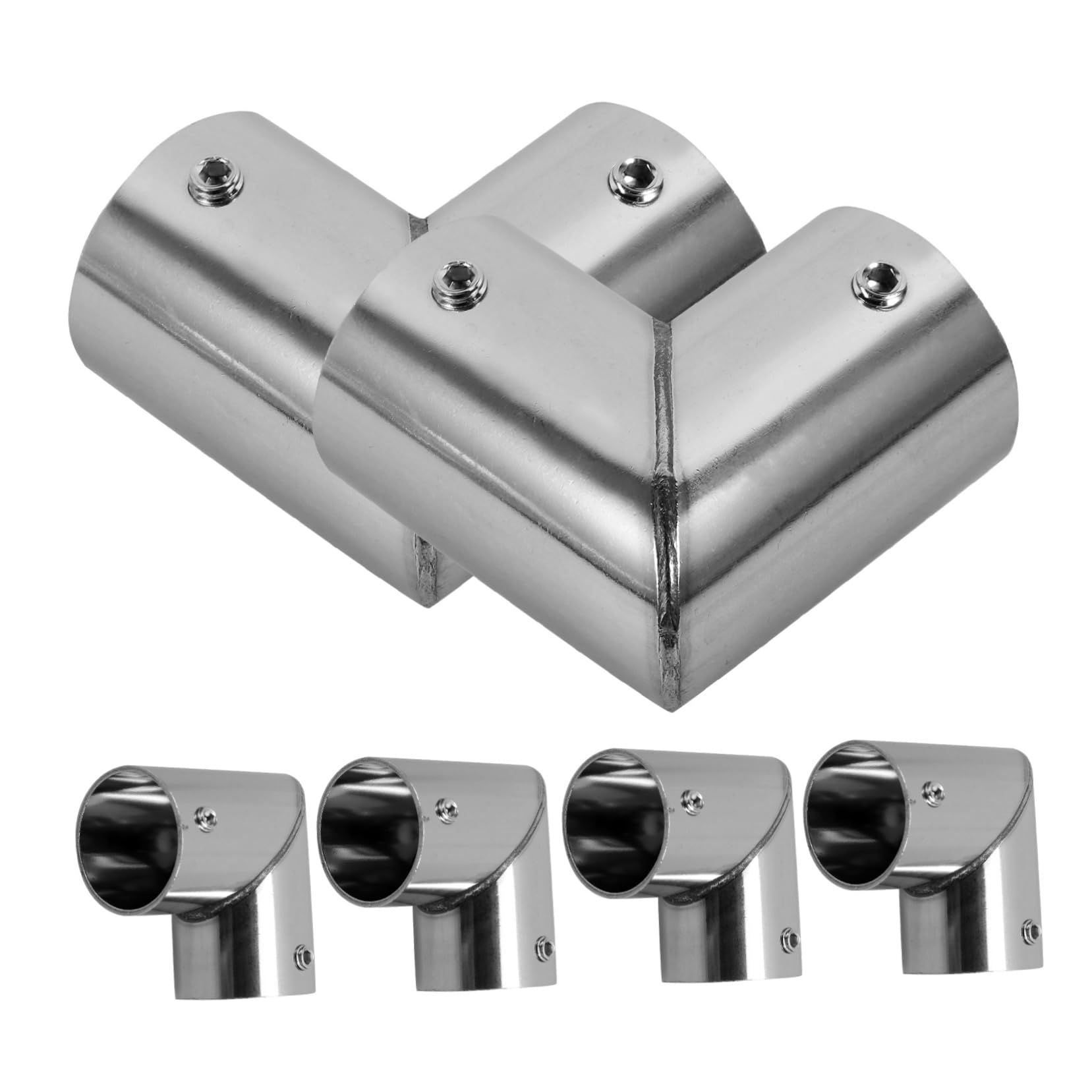 FELTECHELECTR 6pcs Shape Stainless Steel Clamps Connectors for Greenhouse Shelves Fence Parts Clothes Drying Racks Fitting Tools with Flexible Angle