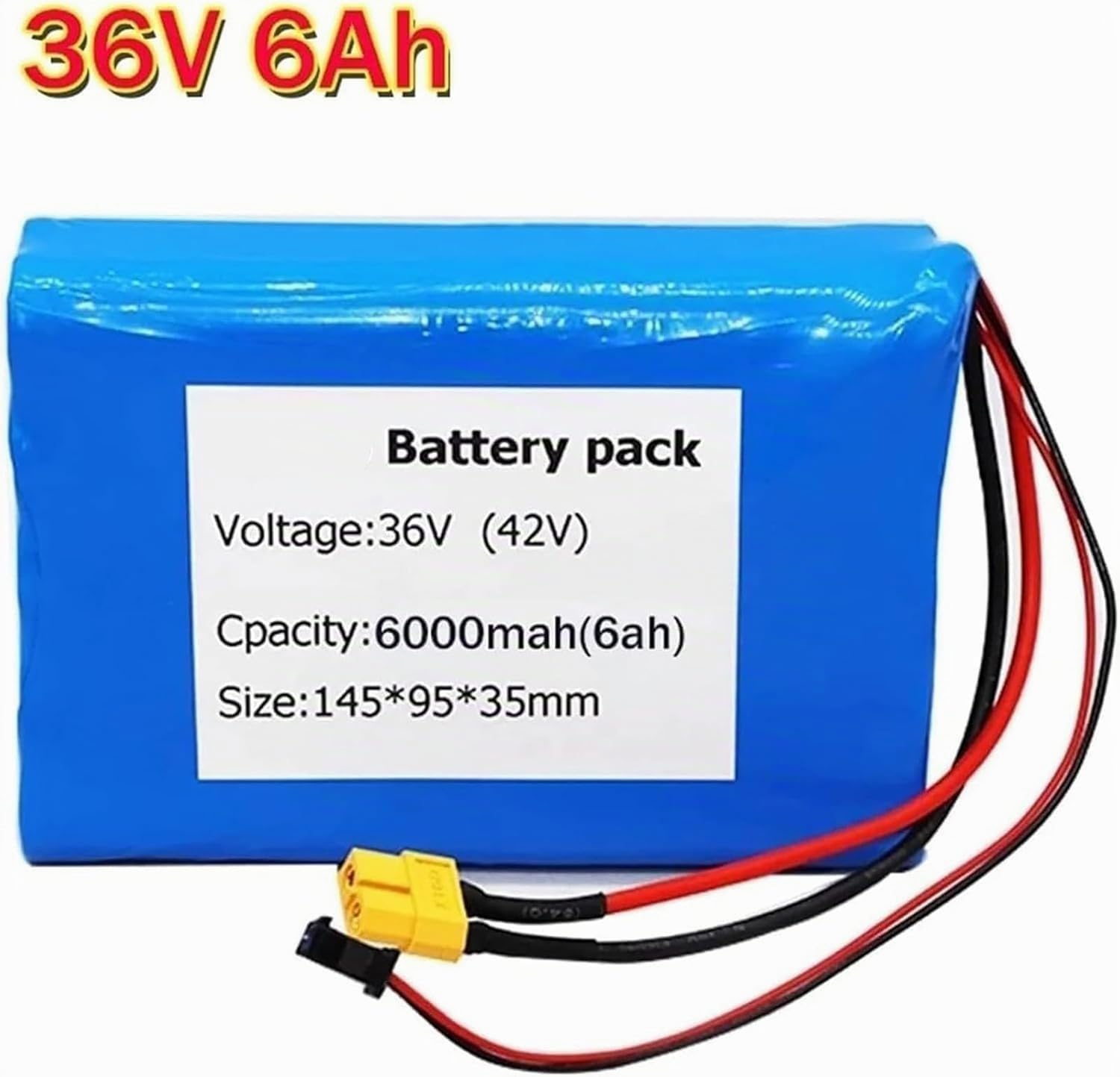 36V 6Ah E-Bike Batteries 36V 6Ah Rechargeable Étanche Batterie Batterie De Vélo Électrique Haute Puissance Batterie pour 200W 350W 500W 800W Moteur avec Chargeur 36V 6Ah,XT60