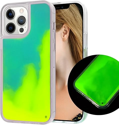 Miniatura 8 de Losin Funda Quicksand  Lujo que brilla en la oscuridad Noctiluncent Liquid Luminous Sand Hard PC + funda de TPU suave para iPhone 13 Pro Max de 6.7