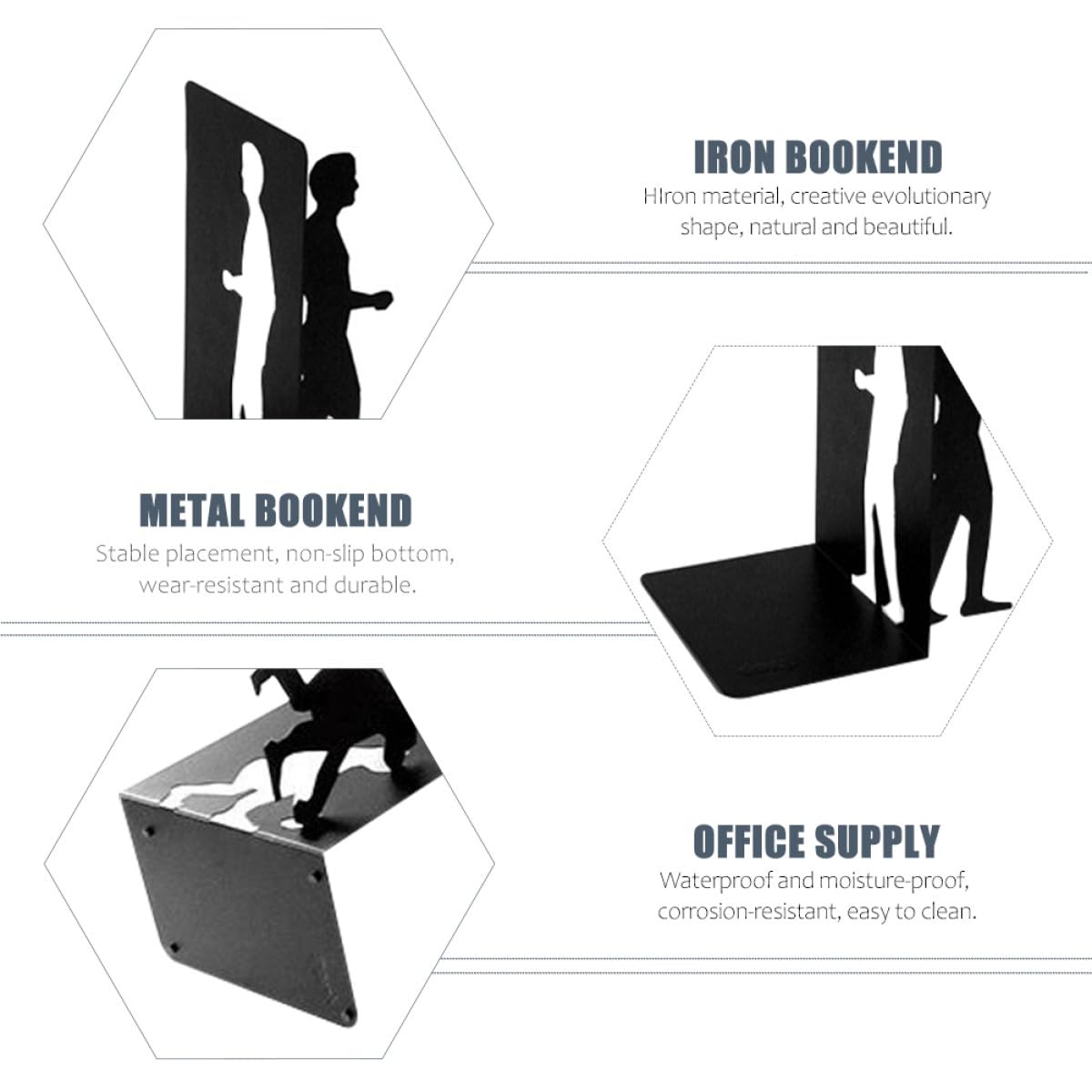 Metall Buchstütze Schwarz Einfache Buchstütze aus Eisen für Wohnzimmer und Arbeitszimmer zur Bücheraufbewahrung und Organisation