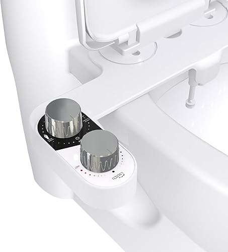 Accesorio de bidé para inodoro con agua tibia, ultra delgado, cálido y frío, pulverizador de presión ajustable no eléctrico, control de boquilla,