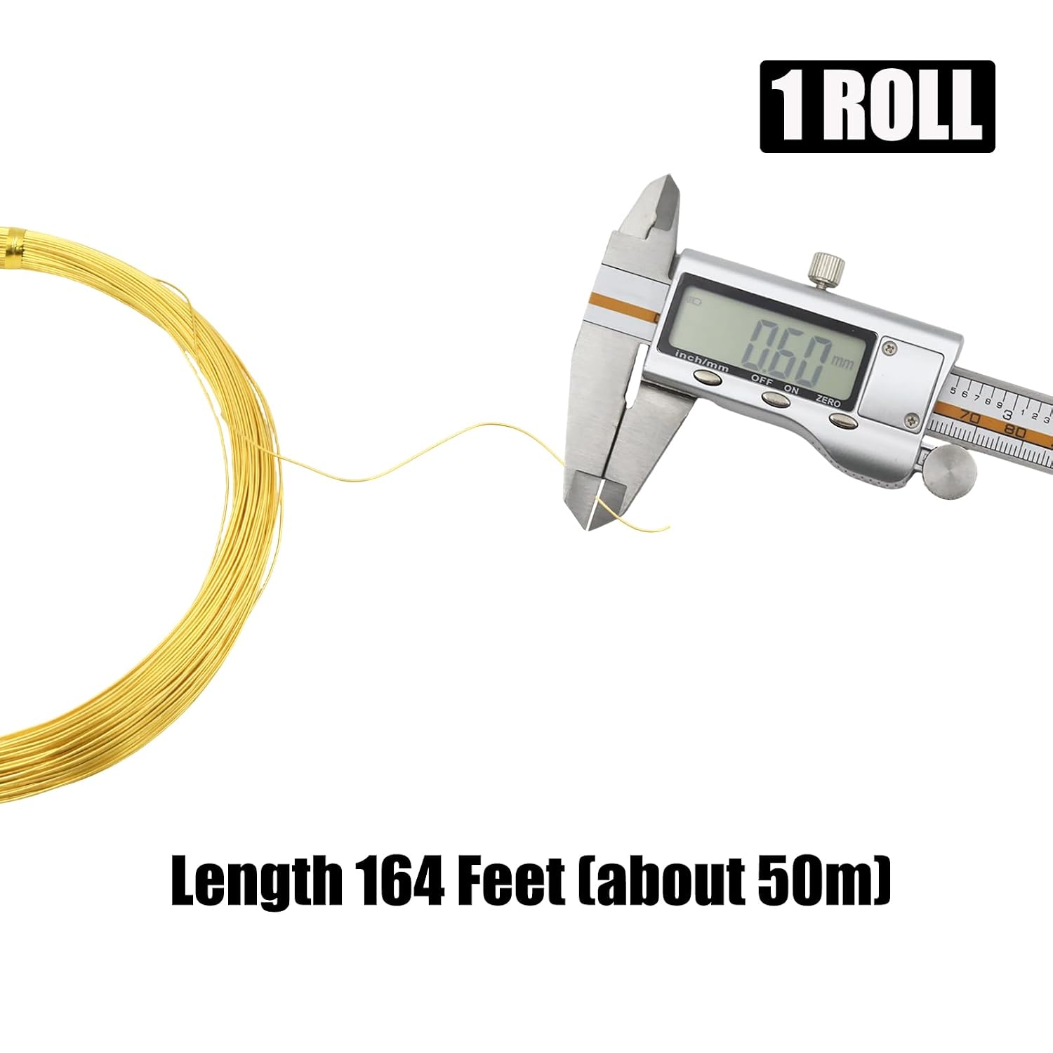 22 Gauge Aluminum Craft Wire, 164 Feet 0.6mm Gold Bendable Metal Wire for Crafts Jewelry Making Floral Making Sculpting Armature