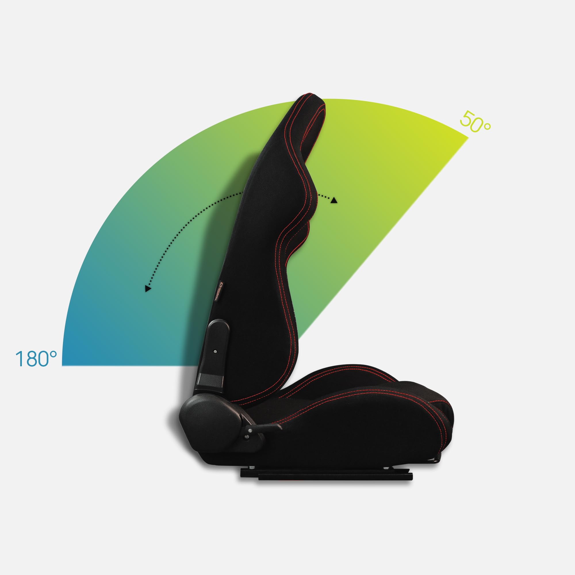 MODAUTO Asiento Deportivo Coche,Semibaquet Ajustable,de Tela,Adaptable para Coches,Ríeles incluidos,Conductor y Pasajero, para Coche y Simulador de Conducción,Modelo M-N190L,Negro Logo
