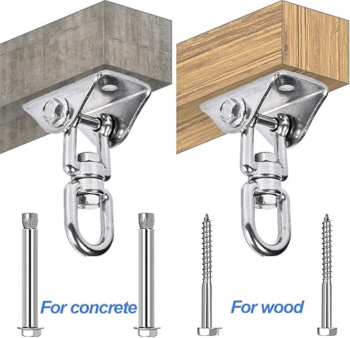 Miniatura 3 de Ganchos giratorios de 360 para 1200 libras de acero inoxidable 304, juego de ganchos para columpio para madera y hormigón para yoga, hamaca,