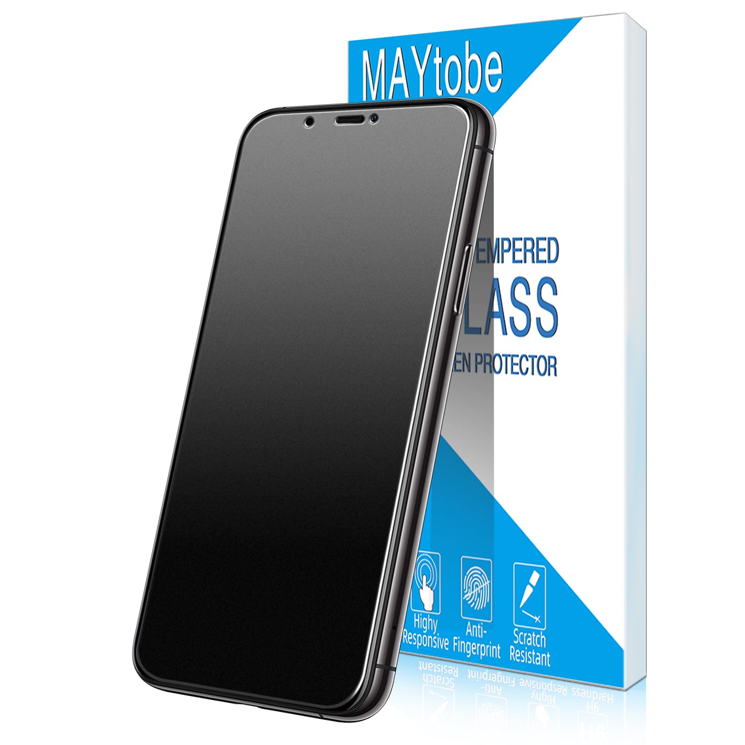 MAYtobe 2 Unidades Protector de Pantalla Mate para iPhone 11 Pro Max, Xs max, Cristal Vidrio Templado Mate, Antirreflejos, Antihuellas, Antiarañazos, Dureza 9H | Protector de pantalla antirreflejos, antiarañazos, antihuellas, dureza 9H, sin burbujas