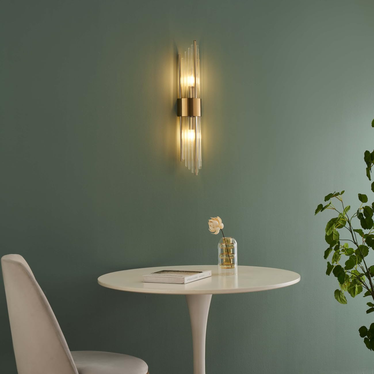 Applique Da Parete Vetrineinrete Con Cristalli Acrilici - 2 Bracci, Attacco E14, Stile Retr&ograve;, Oro O Argento