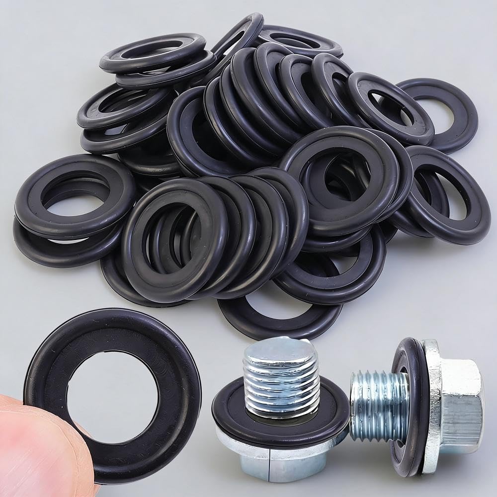 20 PCS Car Oil Drain Rubber Flat Washer for M12 Screw Wear-Resistant Leak-Proof Sealing O-Ring Gasket Automotive Maintainance Accessories, 20mm