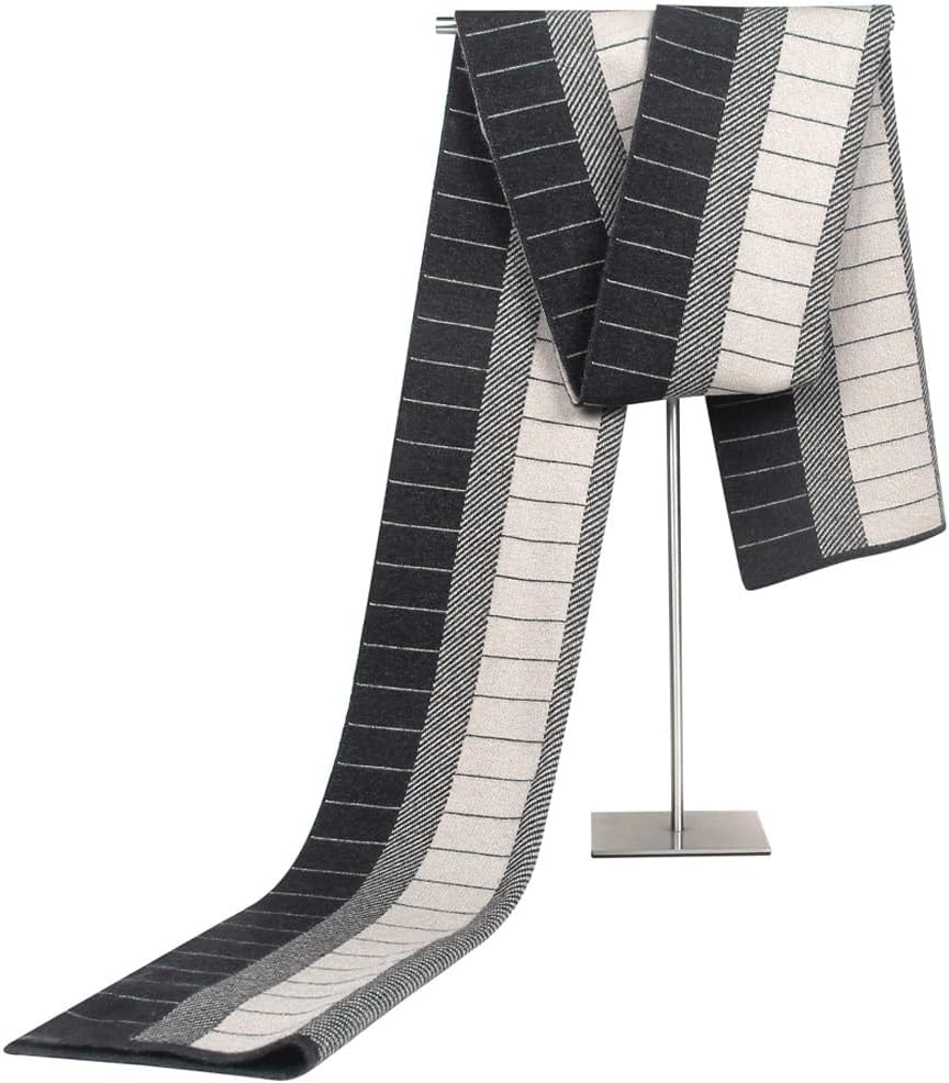 Autumn and winter plaid patchwork knitted men's scarf imitation cashmere business casual