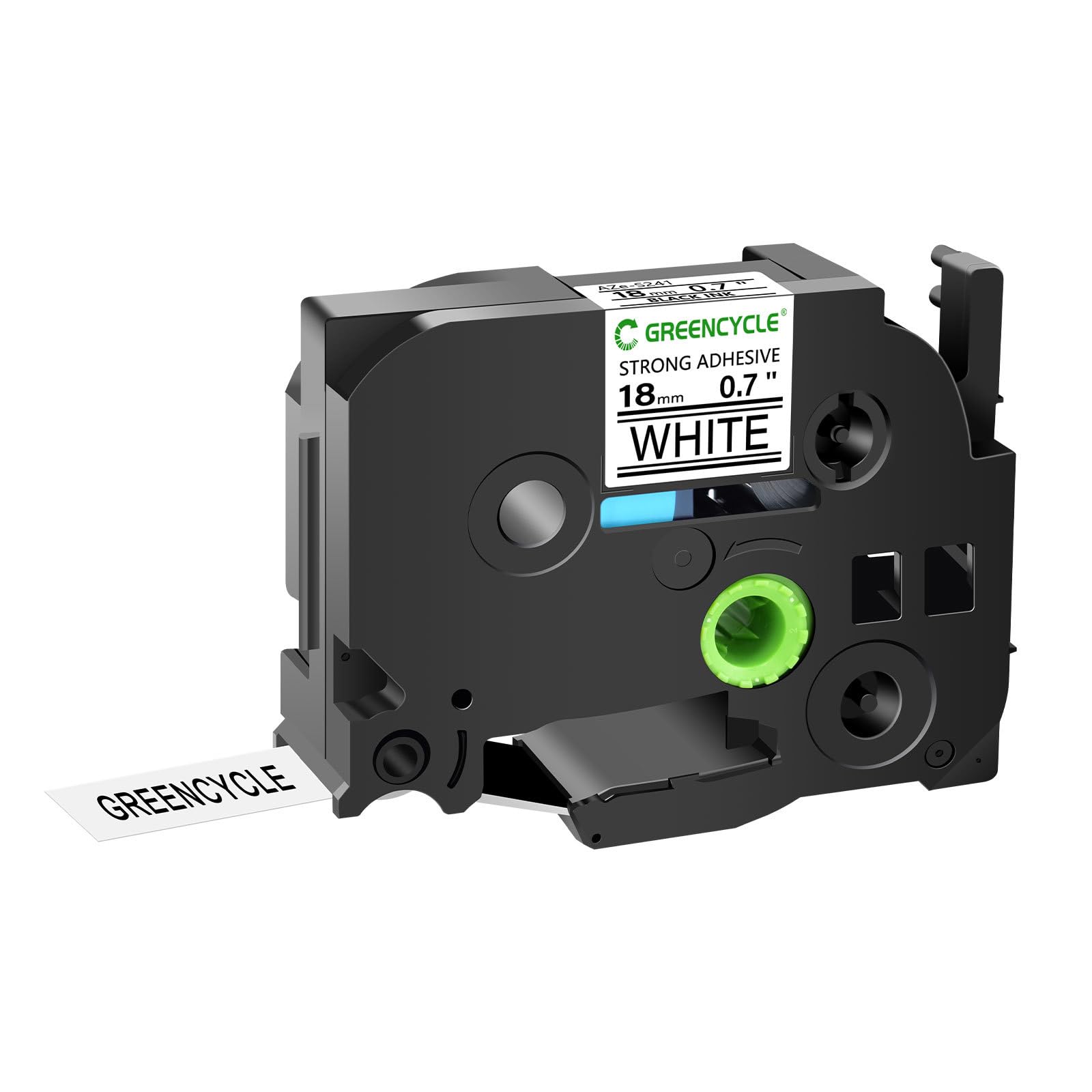 GREENCYCLE Extra Strength Label Tape TZe-S241 18mm 0.7" Laminated White Compatible for Brother P-Touch TZeS241 TZ-S241 TZe TZ 3/4 inch Black on White Label Tape for PTD400 PTD410 PTD600, 20 Pack