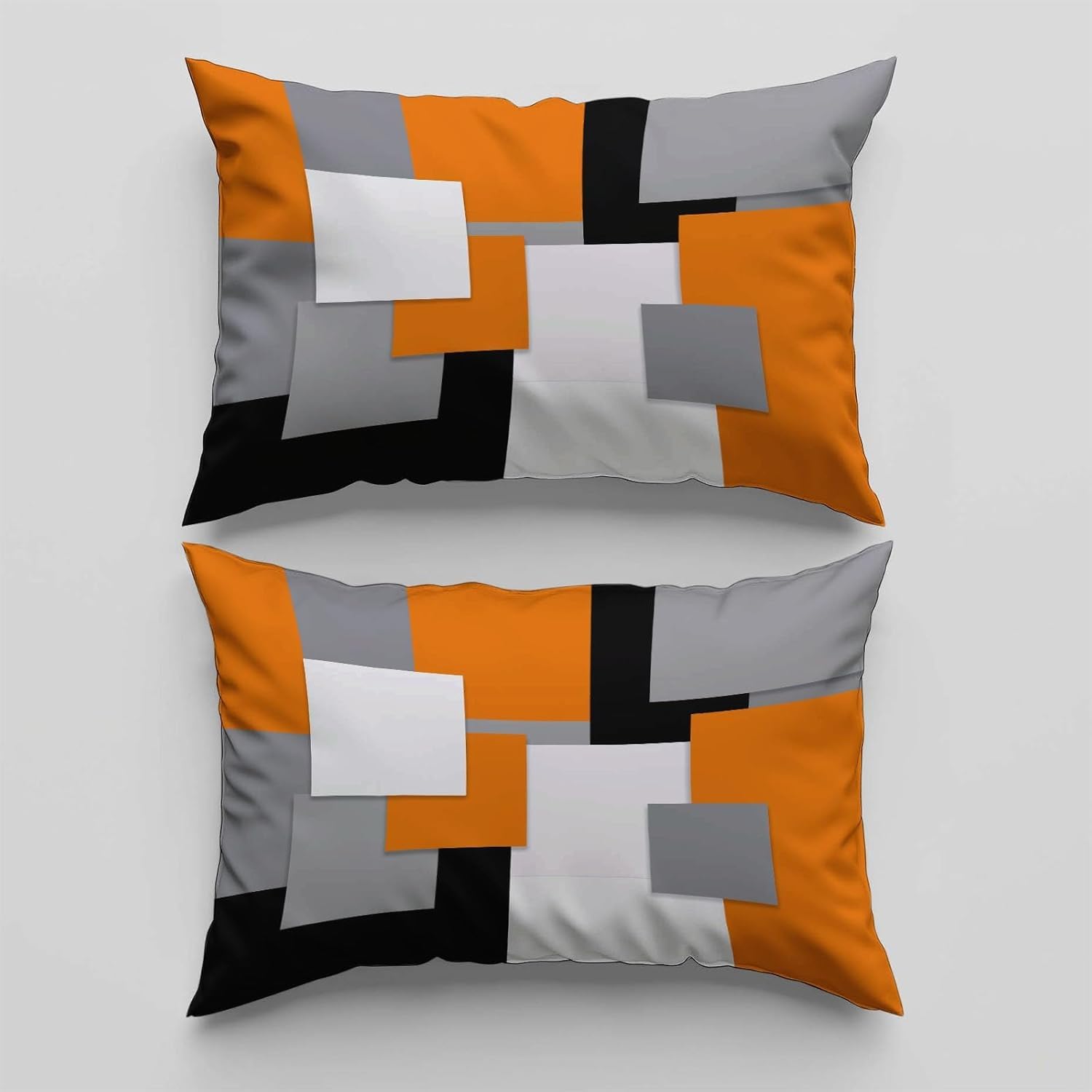 Funda Nordica Cama 135/150 Naranja - Ropa de Cama Microfibra Suave, Funda Nórdica Blanco y Negro Funda Edredon 220x240 cm y 2 Funda de Almohada 50x75 cm, 3D Funda de Edredón q2560
