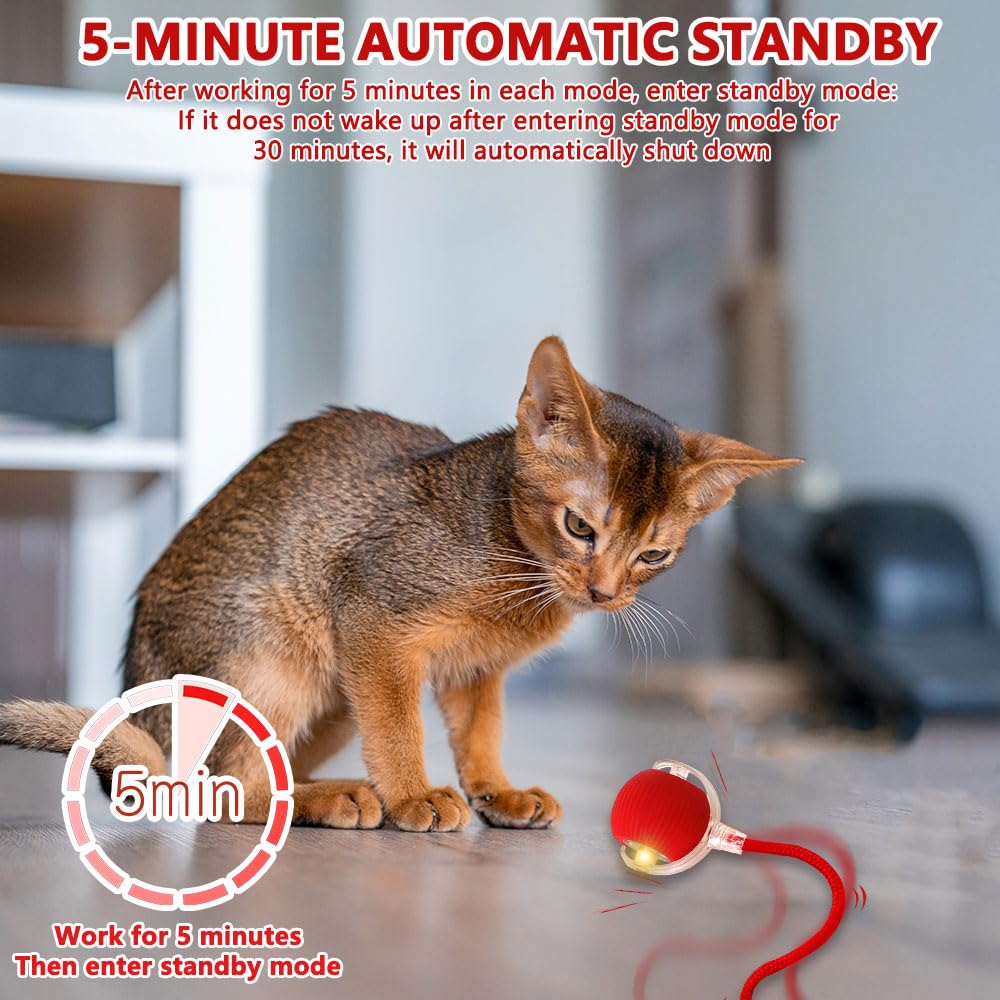 Vmxlso 2 PCS Interactive Cat Ball Toy, Cat Toy Ball with Tail, Rechargeable Chewie Viral Rolling ball - Image 4