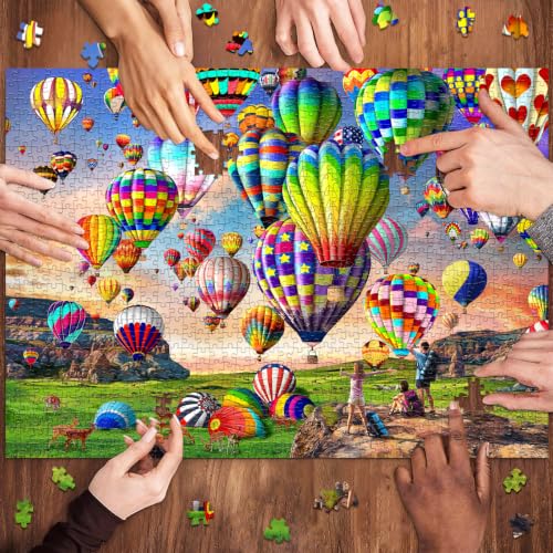 HUADADA Puzzle 1000 Teile Erwachsene-Bunter Heißluftballon – Ansicht 4