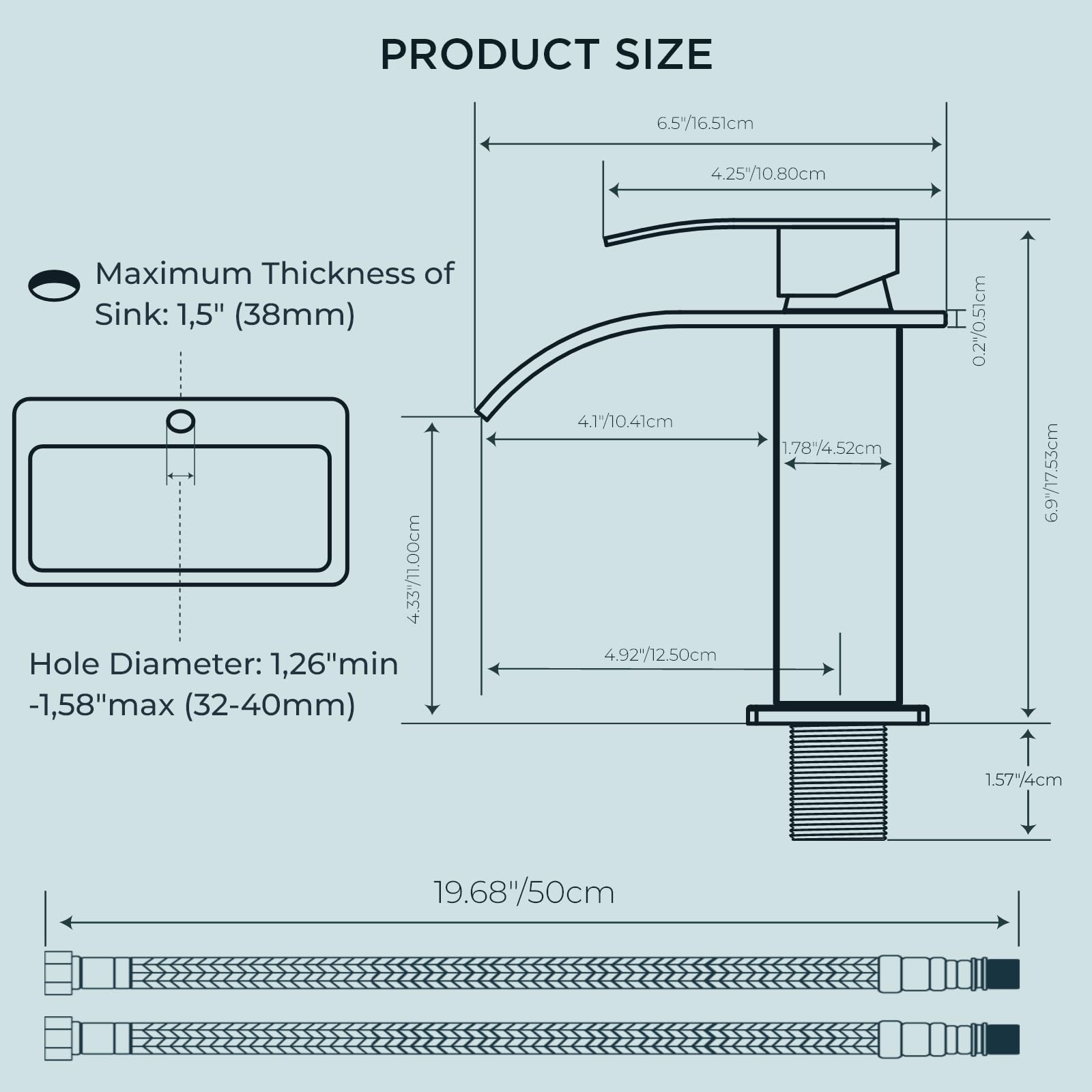 FORIOUS Robinet Salle de Bain Noir Mitigeur Lavabo Cascade 110 MM Économiseur Eau Énergie