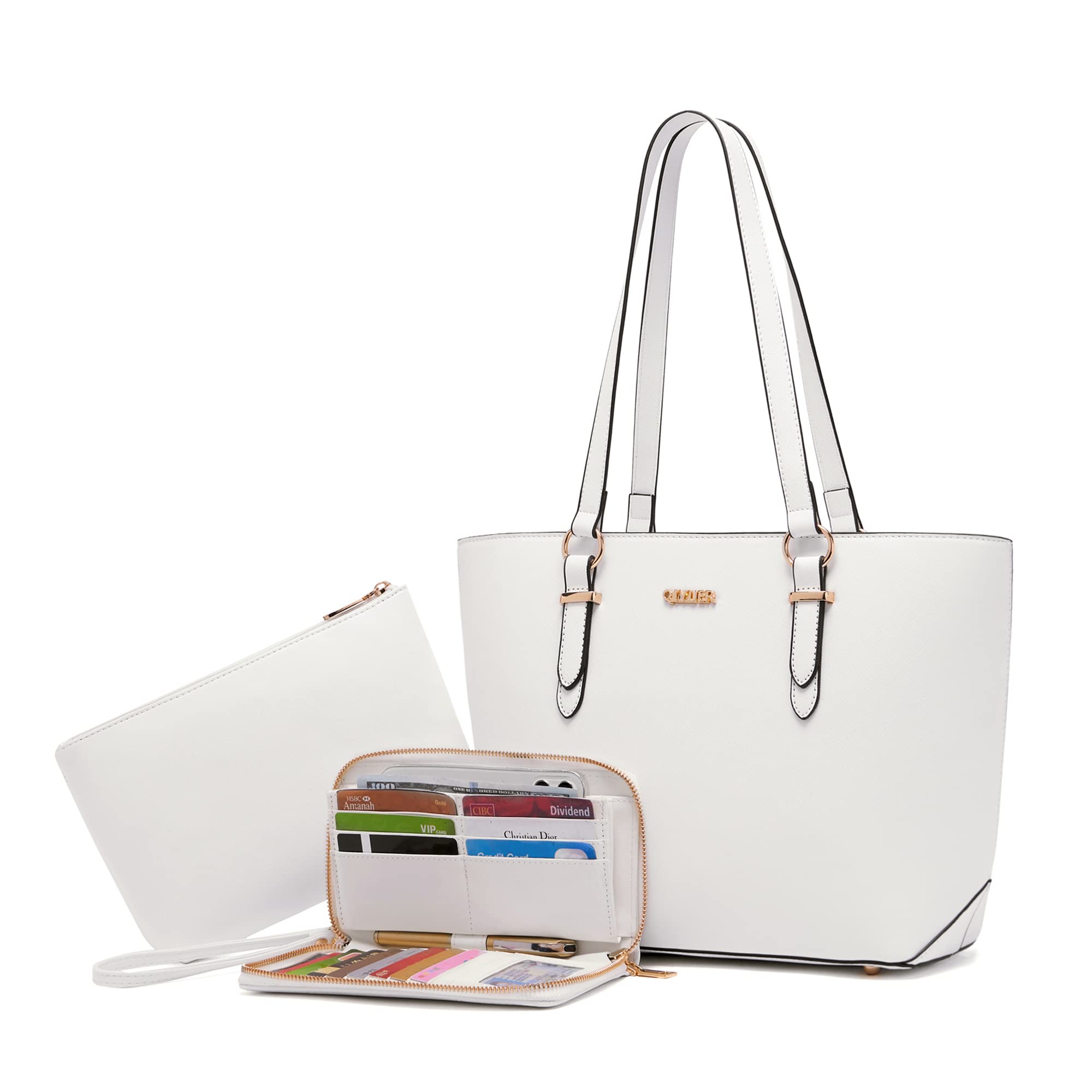 Qiyuer Versatile Daily Purses with RFID Wallet for Women Tote Handbag Set