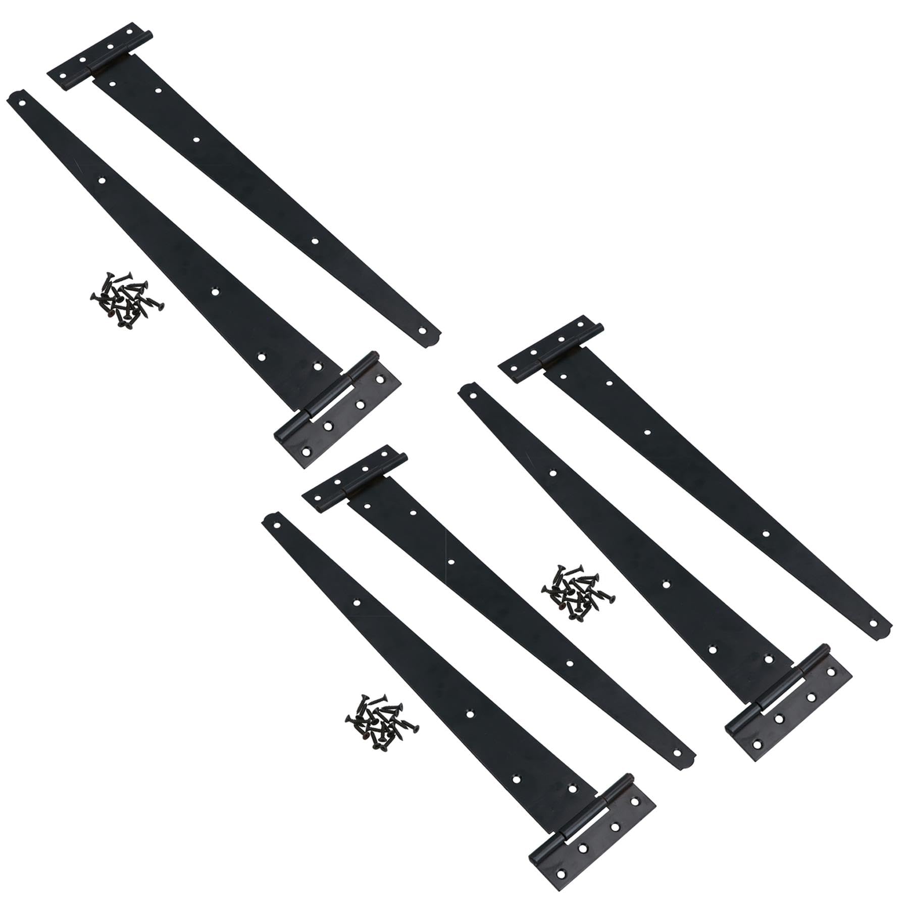 18in / 450mm Heavy Duty T Tee Hinges for Shed + Garden Gates Black Finish 6pc