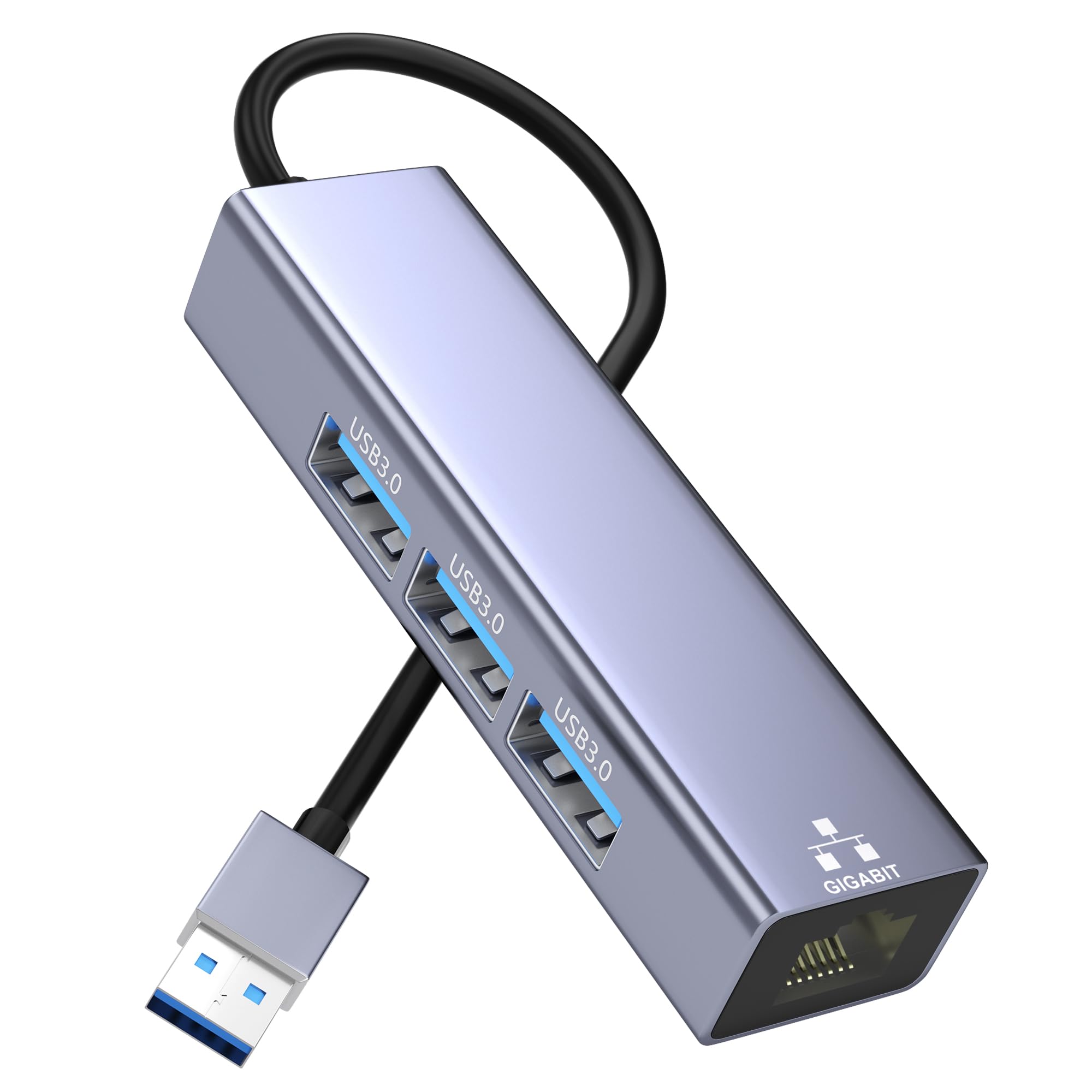 有線LANアダプター USB LAN変換アダプター 4-IN-1 U S B ハブ イーサネットアダプタ 1000Mbps RJ45 ギガビット USB3.0*3拡張 5Gbps高速データ Type-A ランイーサネットコンバータ L A N変換ケーブル ノートパソコン PC MacBook Surface XPS Windows Linux MacOSなどに対応